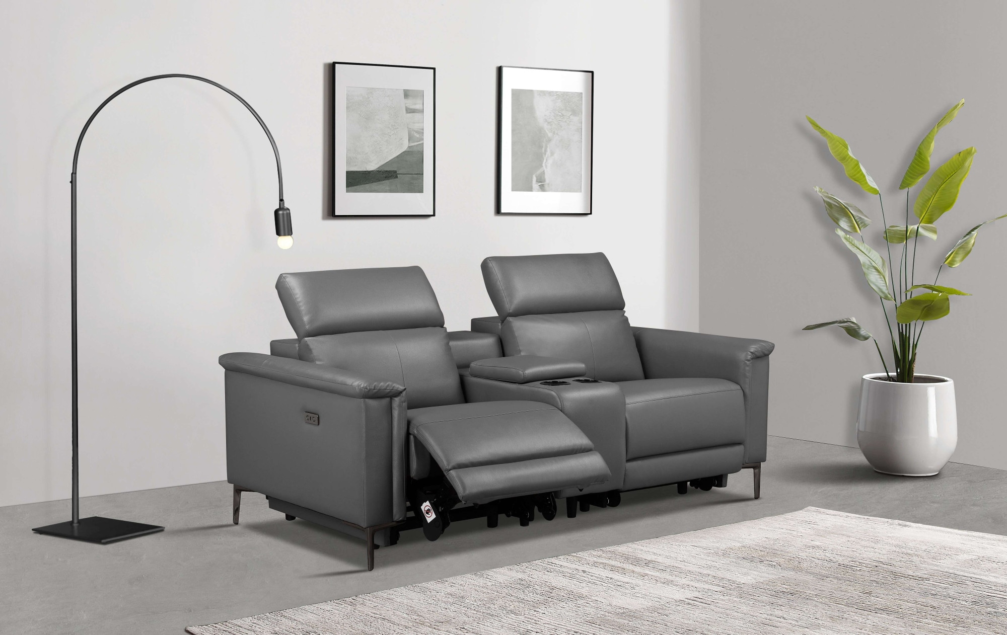OTTO home 2-Sitzer "LUND,Lederoptik, Kinosofa, Relaxfunktion, TV-Sessel, man./elektrisch" elektri. mit USB-A, Kopfteilverstellung, Getränkehalter u. Staufach