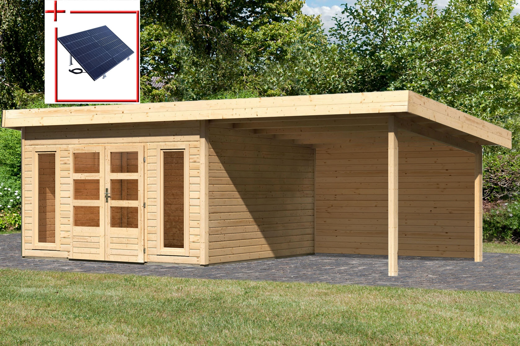 KONIFERA Gartenhaus "Perlsee 5", mit Anbaudach günstig online kaufen