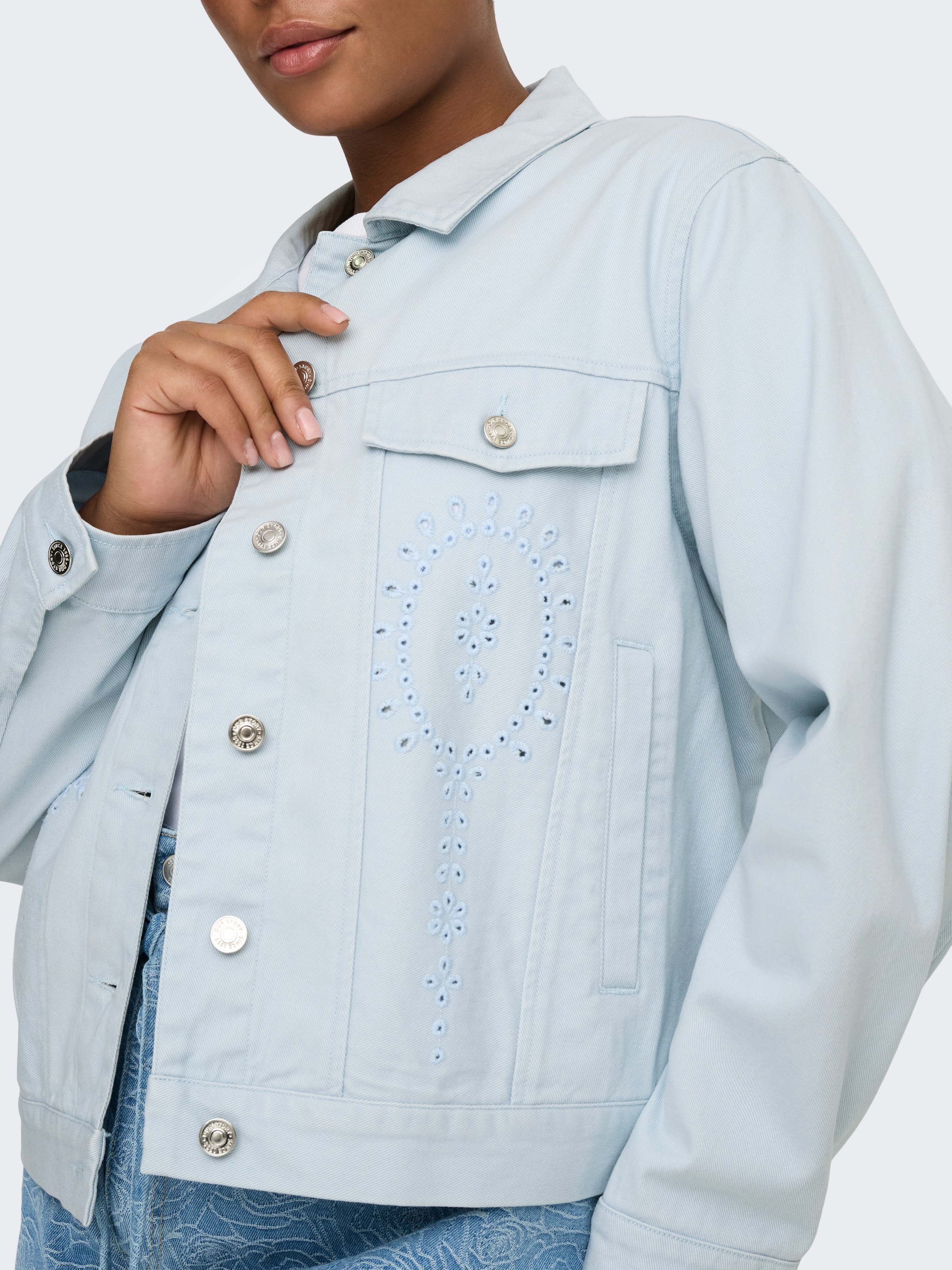 Thumbnail - ONLY CARMAKOMA Jeansjacke "CARELSA CROCHET DENIM JACKET OTW"