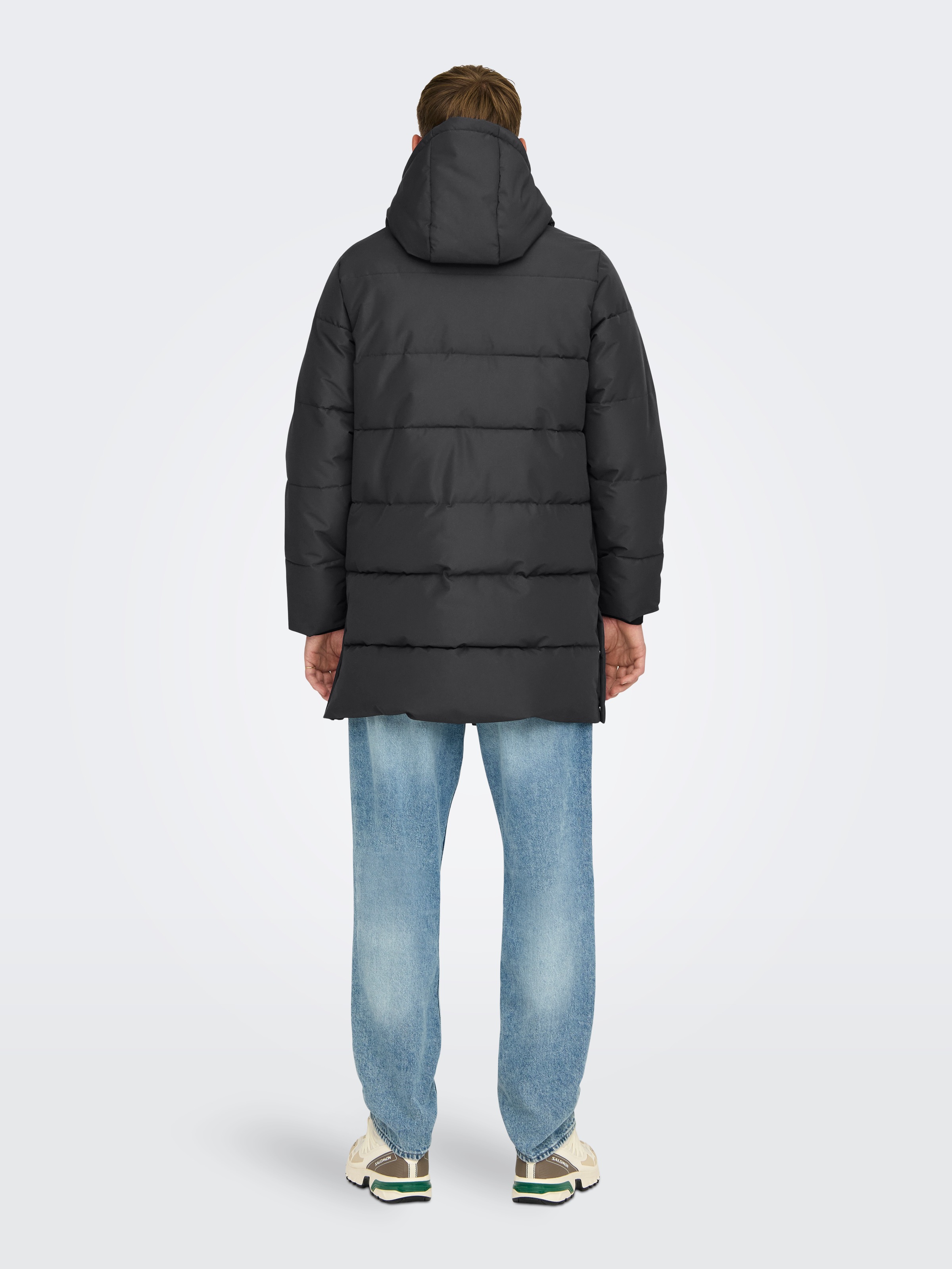 ONLY & SONS Steppjacke »ONSCARL LIFE LONG QUILTED COAT NOOS OTW« mit Kapuze