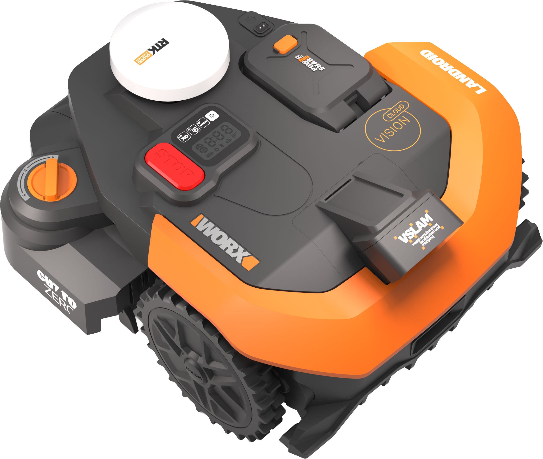 Worx Rasenmähroboter »Landroid Vision Cloud WR312E 2WD ohne Begrenzungskabel, Auto-Mapping« KI-Hinderniserkennung, VSLAM+ RTK Cloud Navigationg, Cut-to-Zero,   App-Steuerung