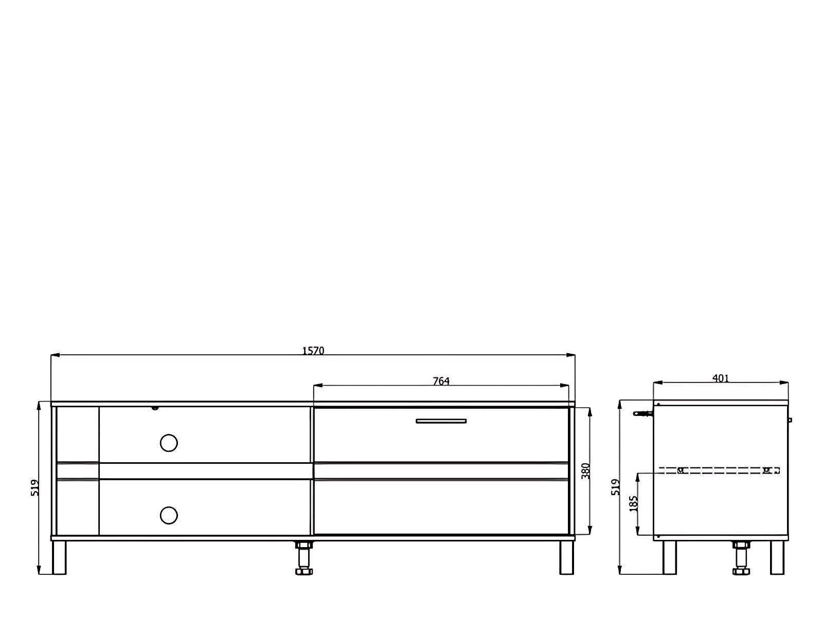 Home affaire TV-Board »Sheffield TV-Bank, TV-Schrank, TV-Lowboard, TV-Möbel, Breite 157 cm«, Klapptür, 2D-beschichtetes MDF-Profil, Heißprägedetails