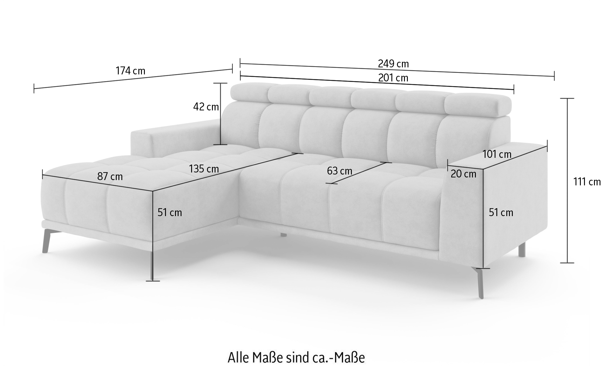 INOSIGN Ecksofa »CAZIE, Designsofa, L-Form, trendige Bubble-Optik,«, elektrische Sitztiefen-Verstellung, manuelle Kopfstützenverstellung