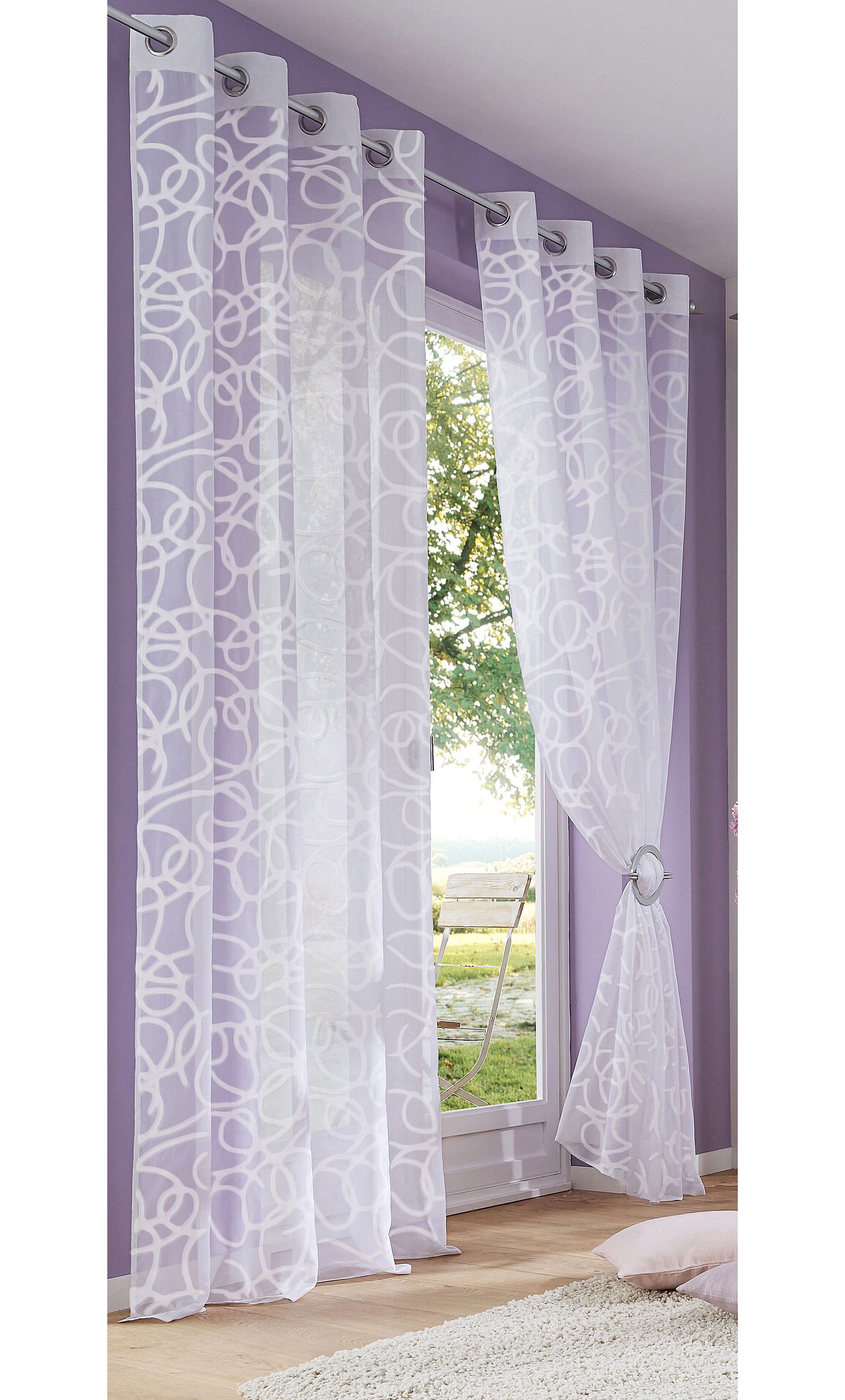 OTTO home Gardine "Tanaro" Ösen 2 Stk. tlg. 2-er Set, mit Schlingen-Motiv bedruckt, Polyester