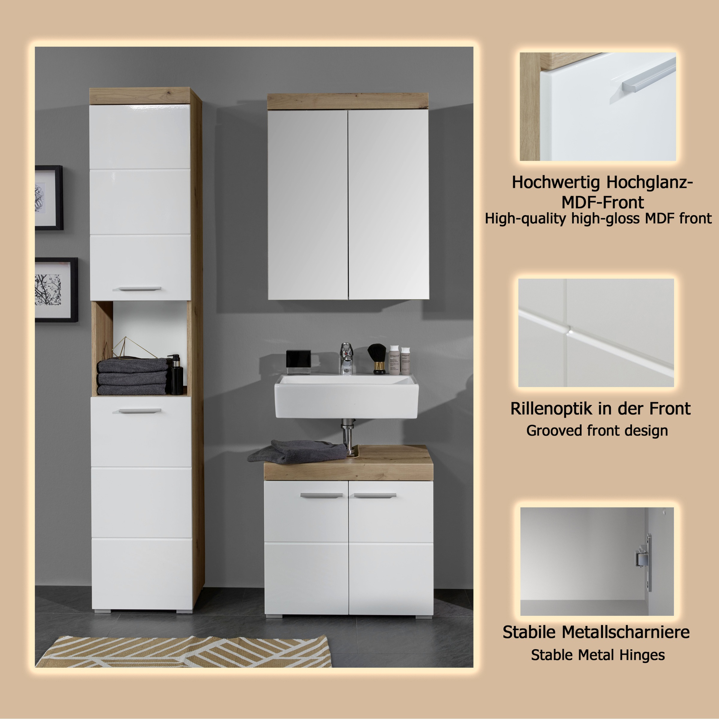 Thumbnail - welltime Badmöbel-Set "Avena" Set, 3 Stk. tlg.