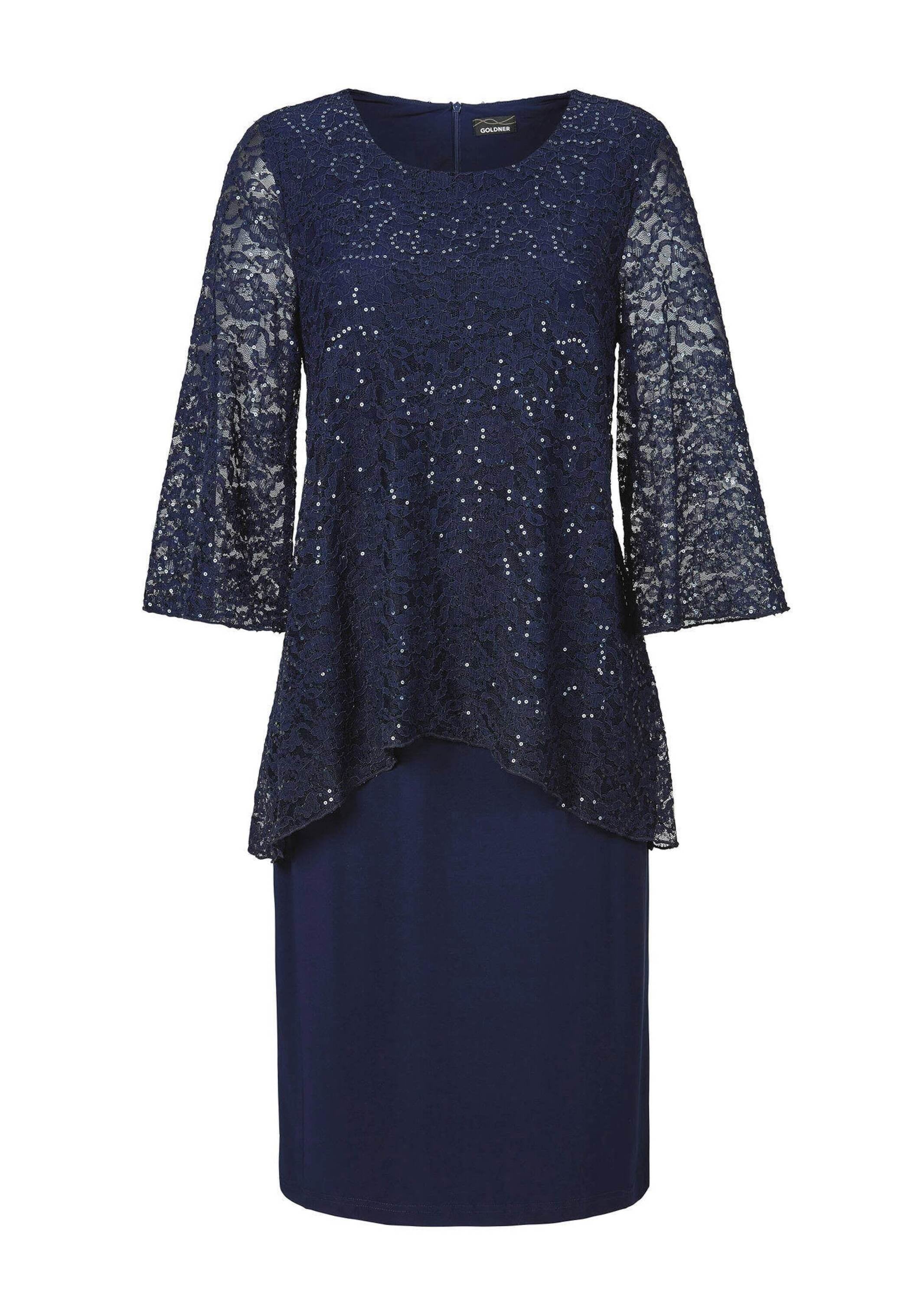 GOLDNER Etuikleid "Kurzgröße Kleid mit feinem Spitzenüberwurf" günstig online kaufen