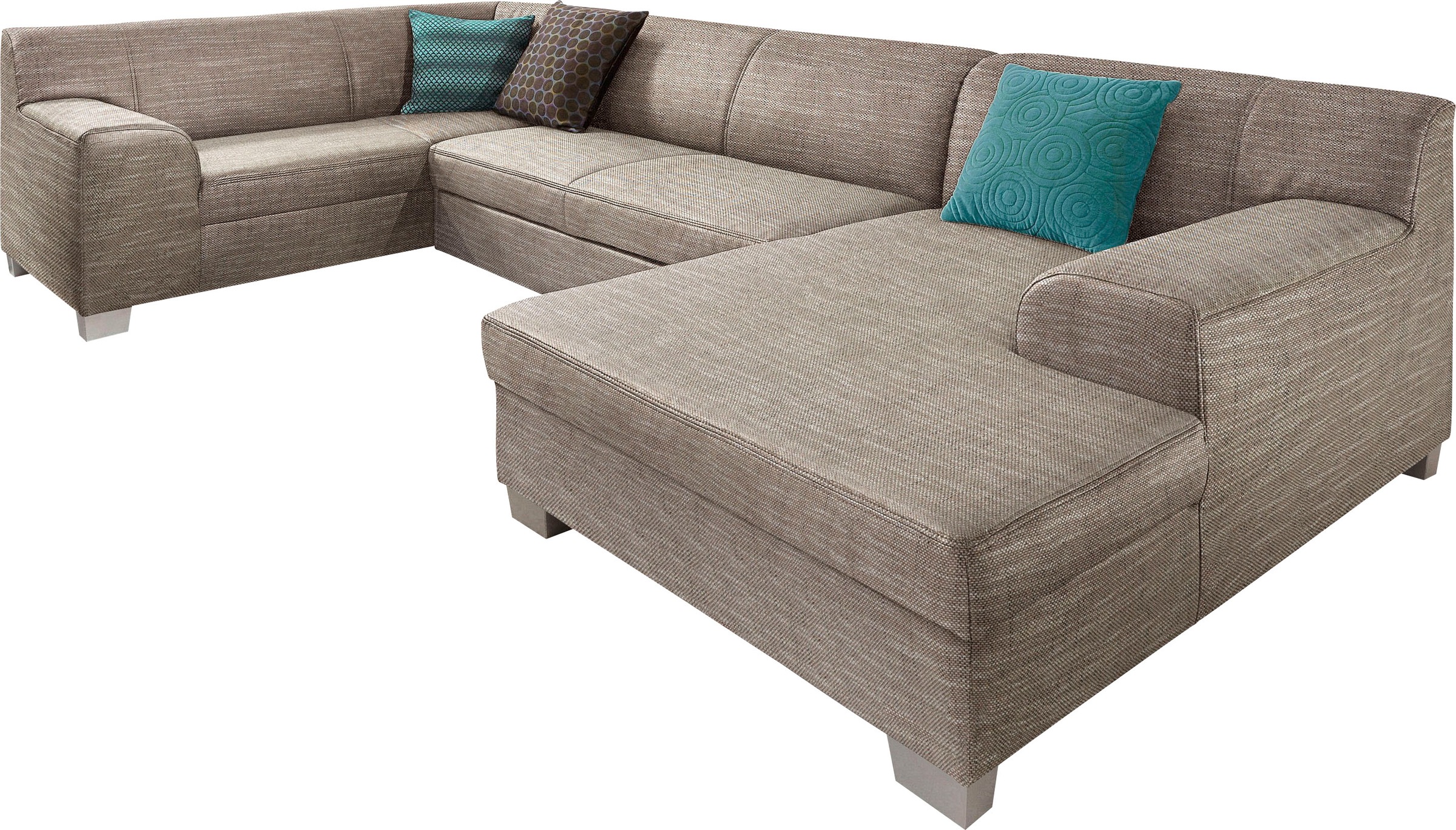 DOMO collection Wohnlandschaft »Amando in vielen Bezugsvarianten, auch in Leder, komfortabel, U-Form«, wahlweise mit Bettfunktion, fester Sitzkomfort, frei im Raum stellbar