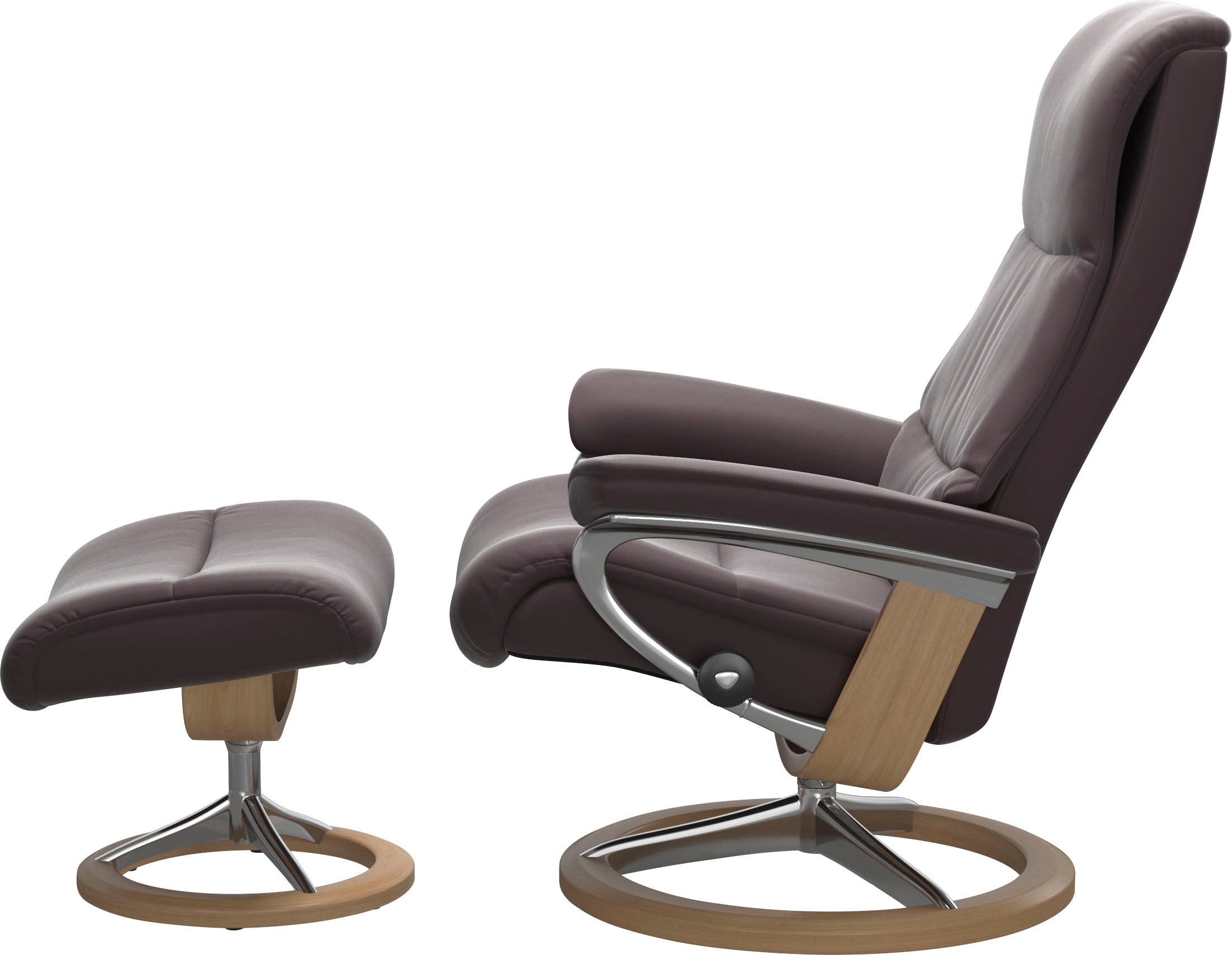 Stressless® Relaxsessel »View«, (Set, Relaxsessel mit Hocker), mit Signature Base, Größe S,Gestell Eiche