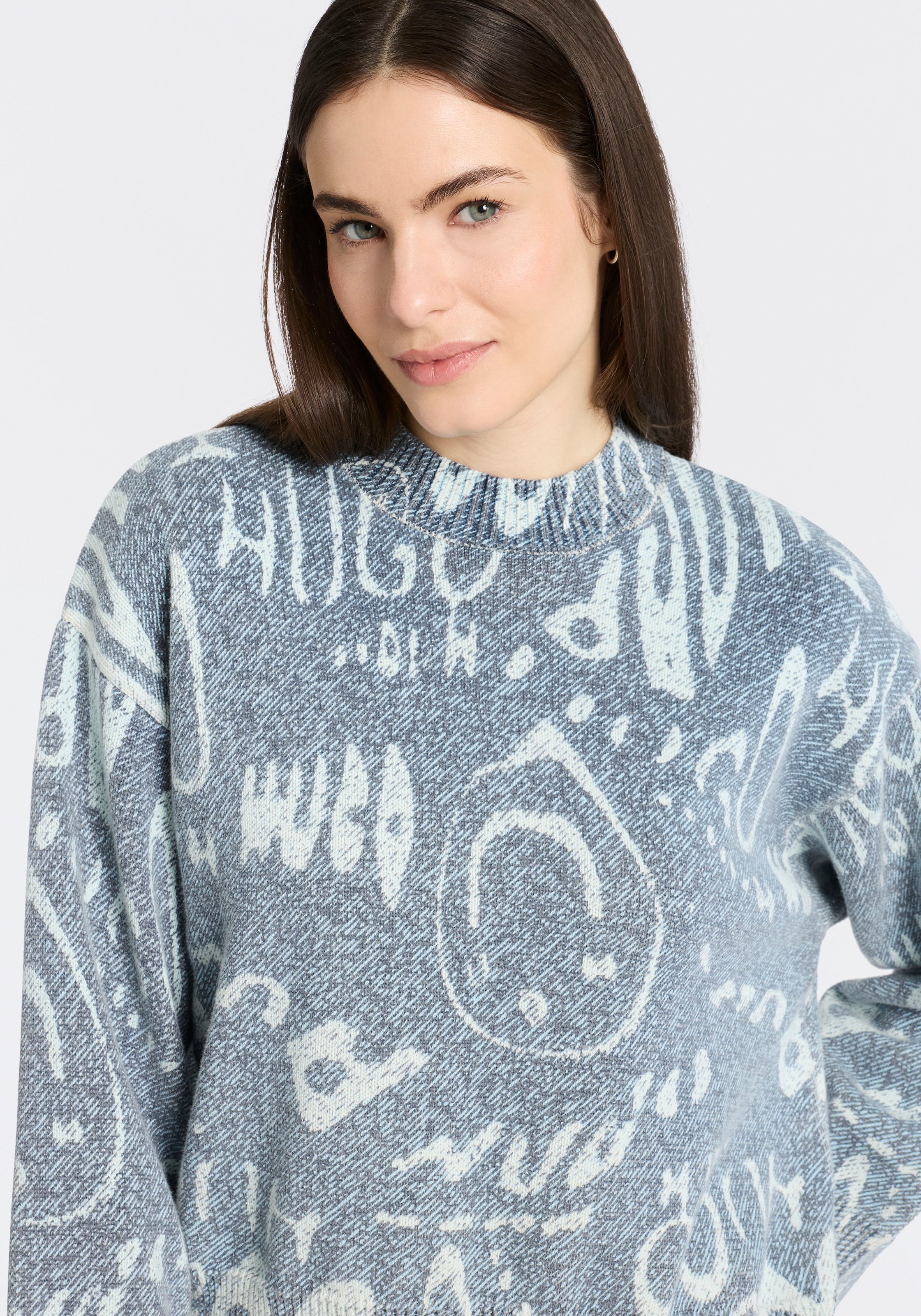 HUGO Blue Strickpullover »Slicary« mit Allover-Muster, oversize