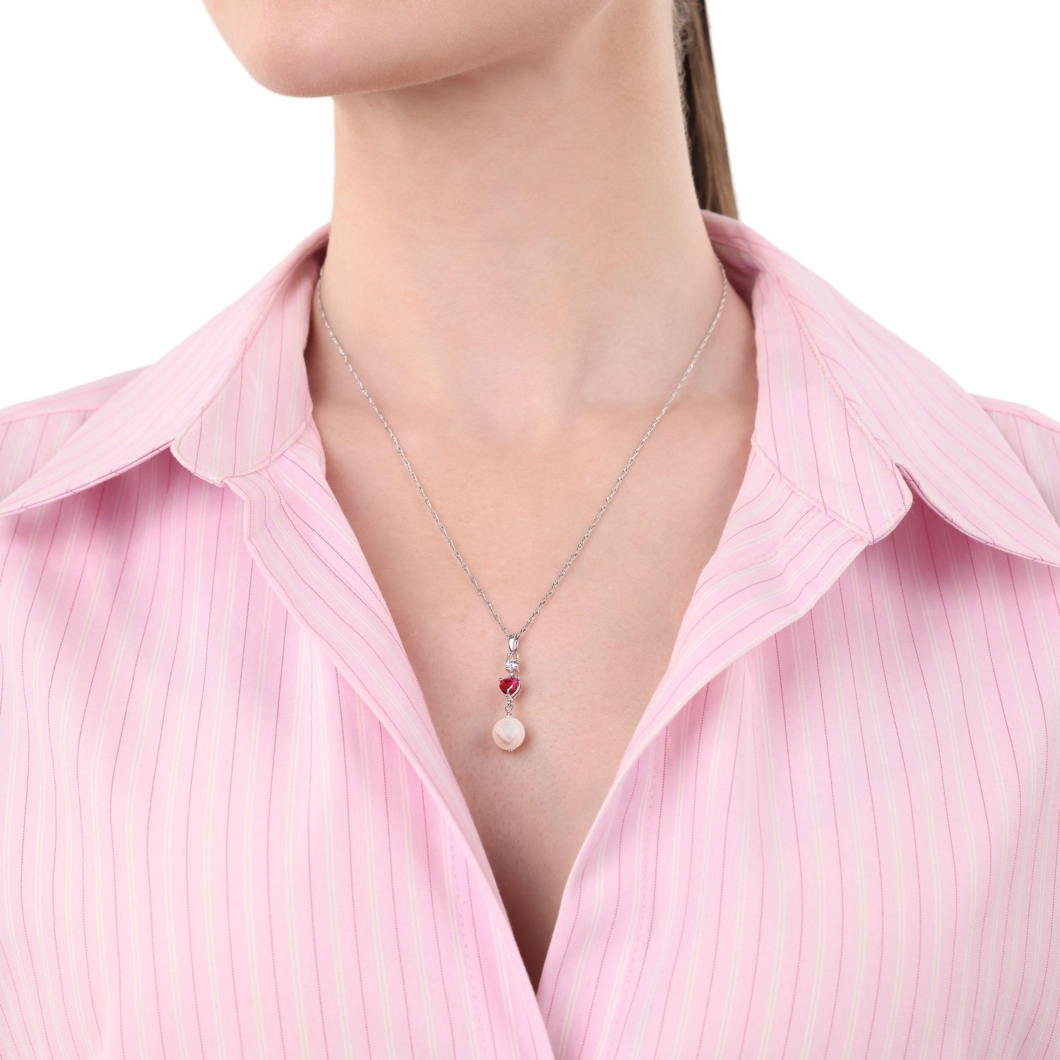 Amor Kette mit Anhänger »Schmuck Geschenk, Herz Perle« mit Zirkonia (synth.) - mit Muschelkernperle