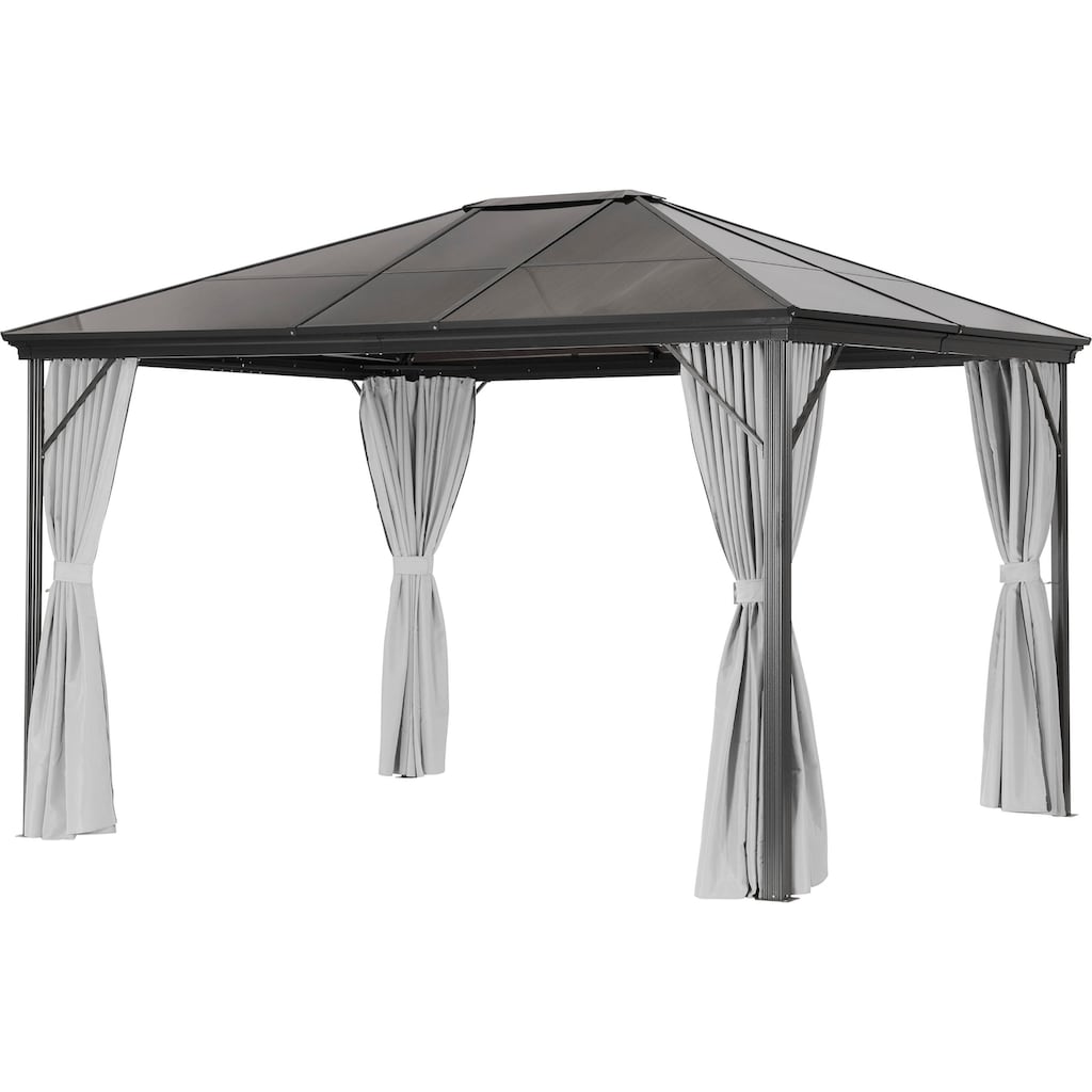 Leco Pavillon »PROFI«, 365x300 cm, Aluminium Anthrazit/grau, PVC-Dach grau-transparent