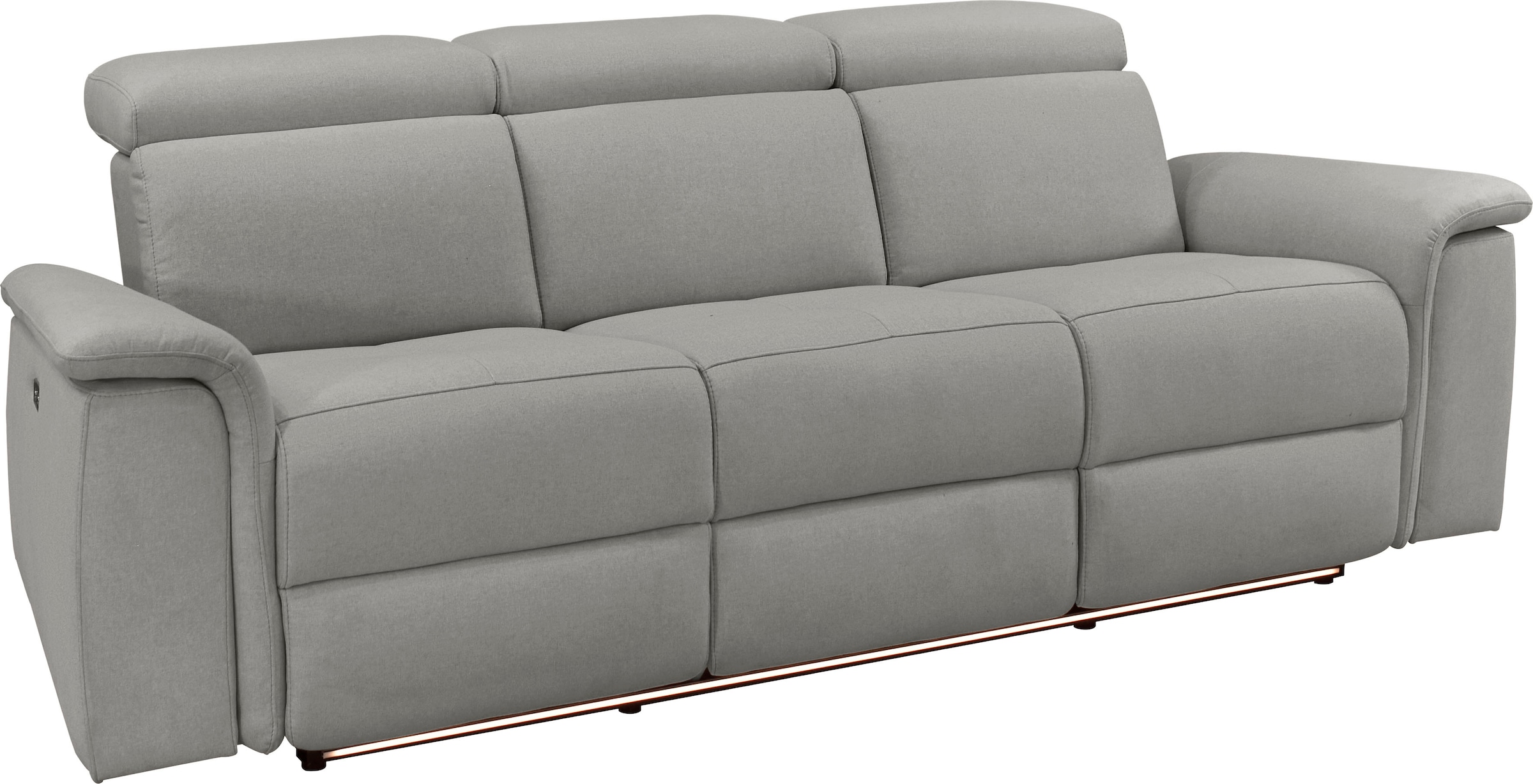 Places of Style 3-Sitzer »Pareli 229cm, manuelle u. elektr. Relaxfunktion in 2 Sitzen«, USB, KT-Verstellung, LED Beleuchtung, in Echtleder, Kunstleder, Web