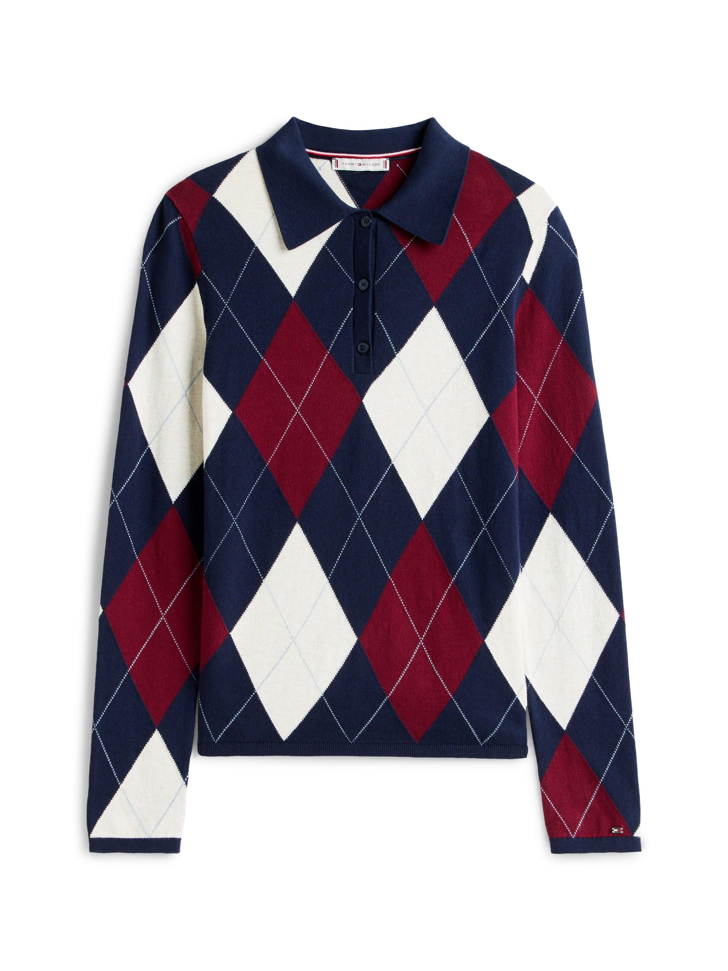 Tommy Hilfiger Strickpullover »CO ARGYLE POLO-NK SWEATER«