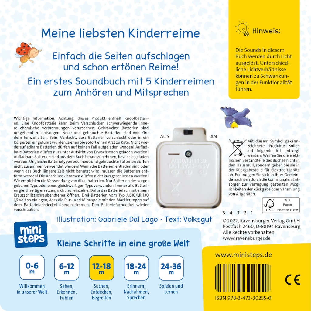 Ravensburger Buch »ministeps®, Ri-ra-rutsch! Erste Kinderreime zum Anhören«, FSC® - schützt Wald - weltweit