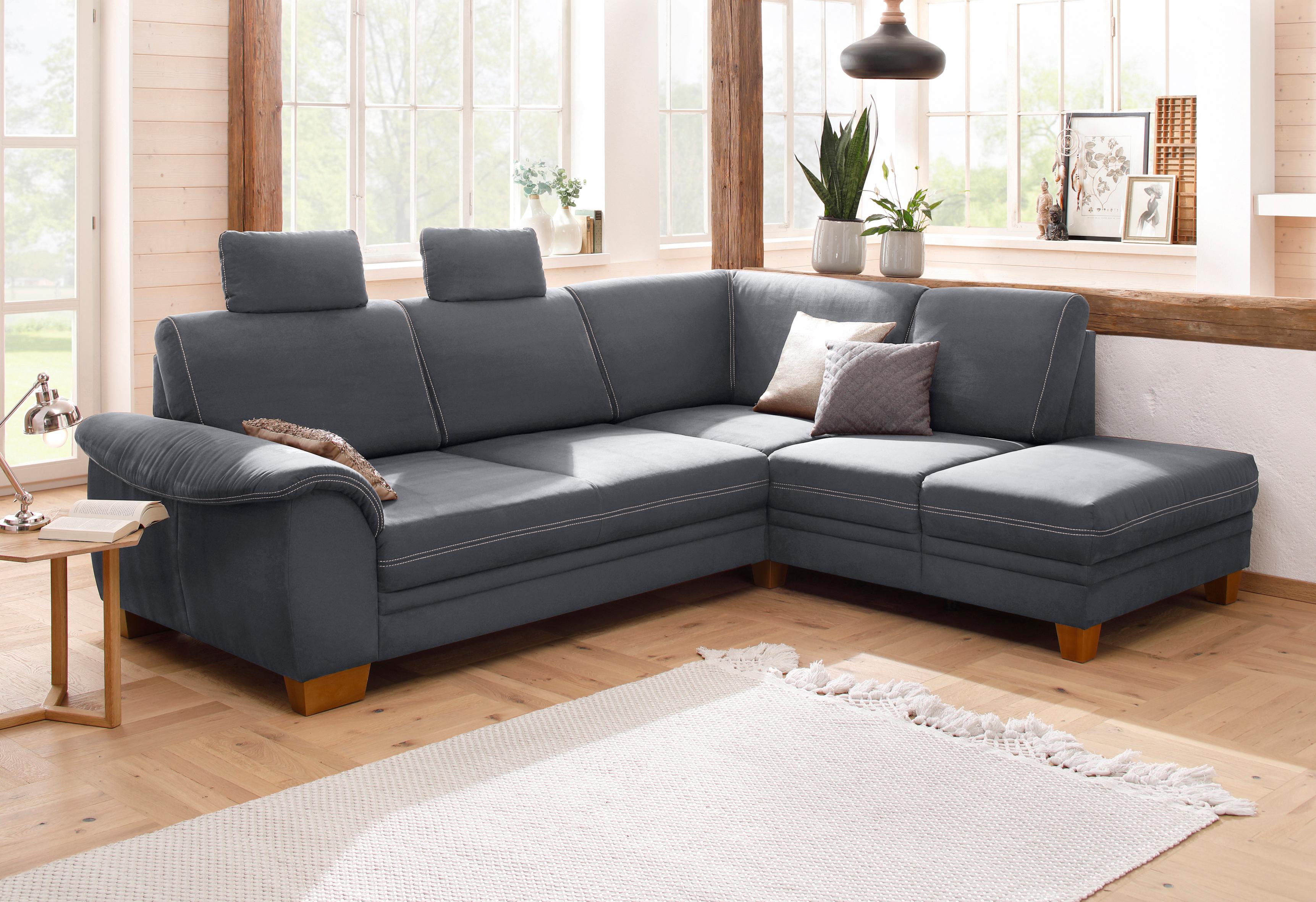 OTTO home Ecksofa "Husum L-Form" mit Sitztiefenverstellung, Federkern-Polsterung und Kontrastnaht