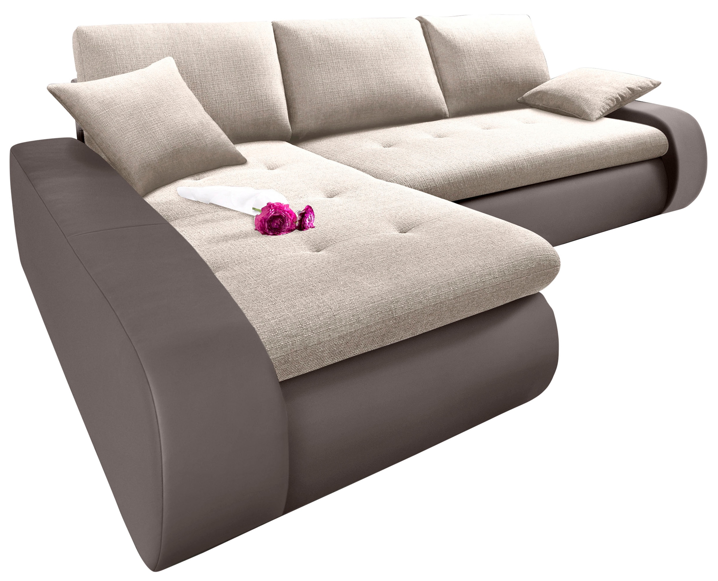 TRENDMANUFAKTUR Ecksofa "Indie, modern und bequem, Materialmix, L-Form", wa günstig online kaufen