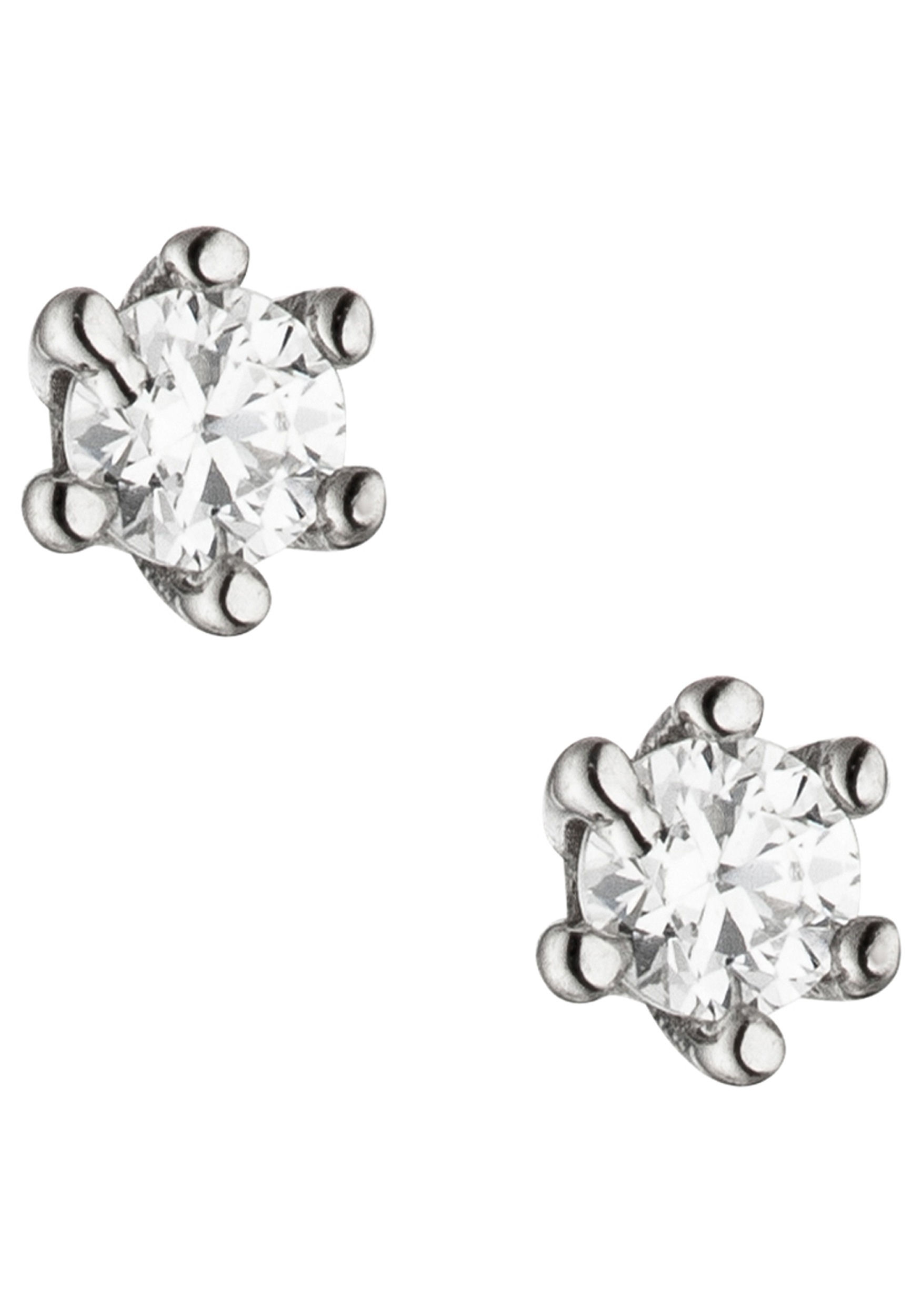 JOBO Paar Ohrstecker »Kleine Ohrringe Silberohrringe 3 mm« 925 Silber rhodiniert mit Zirkonia