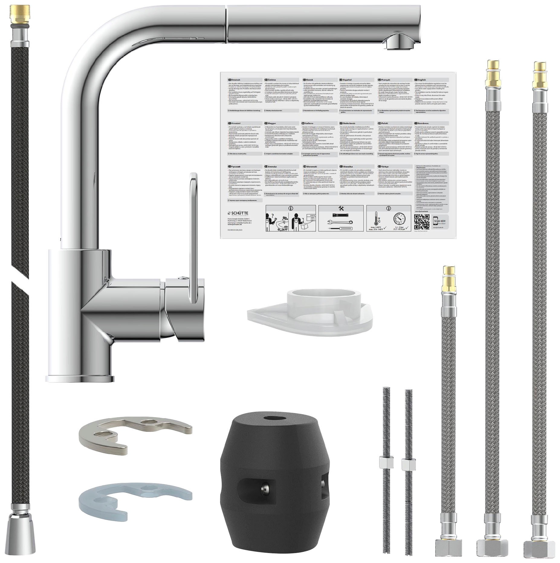 Schütte Spültischarmatur "Design" mit Geschirrbrause, ausziehbar, schwenkbar, Hochdruck