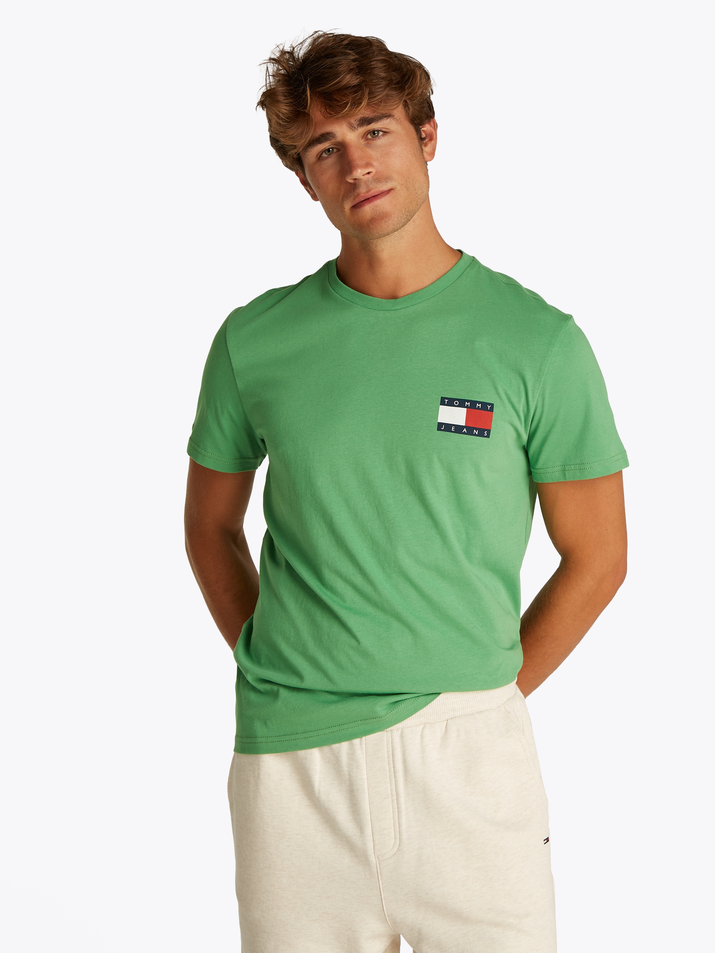 Tommy Jeans T-Shirt "TJM SLIM ESSENTIAL FLAG TEE EXT", Mit Rundhalsausschni günstig online kaufen