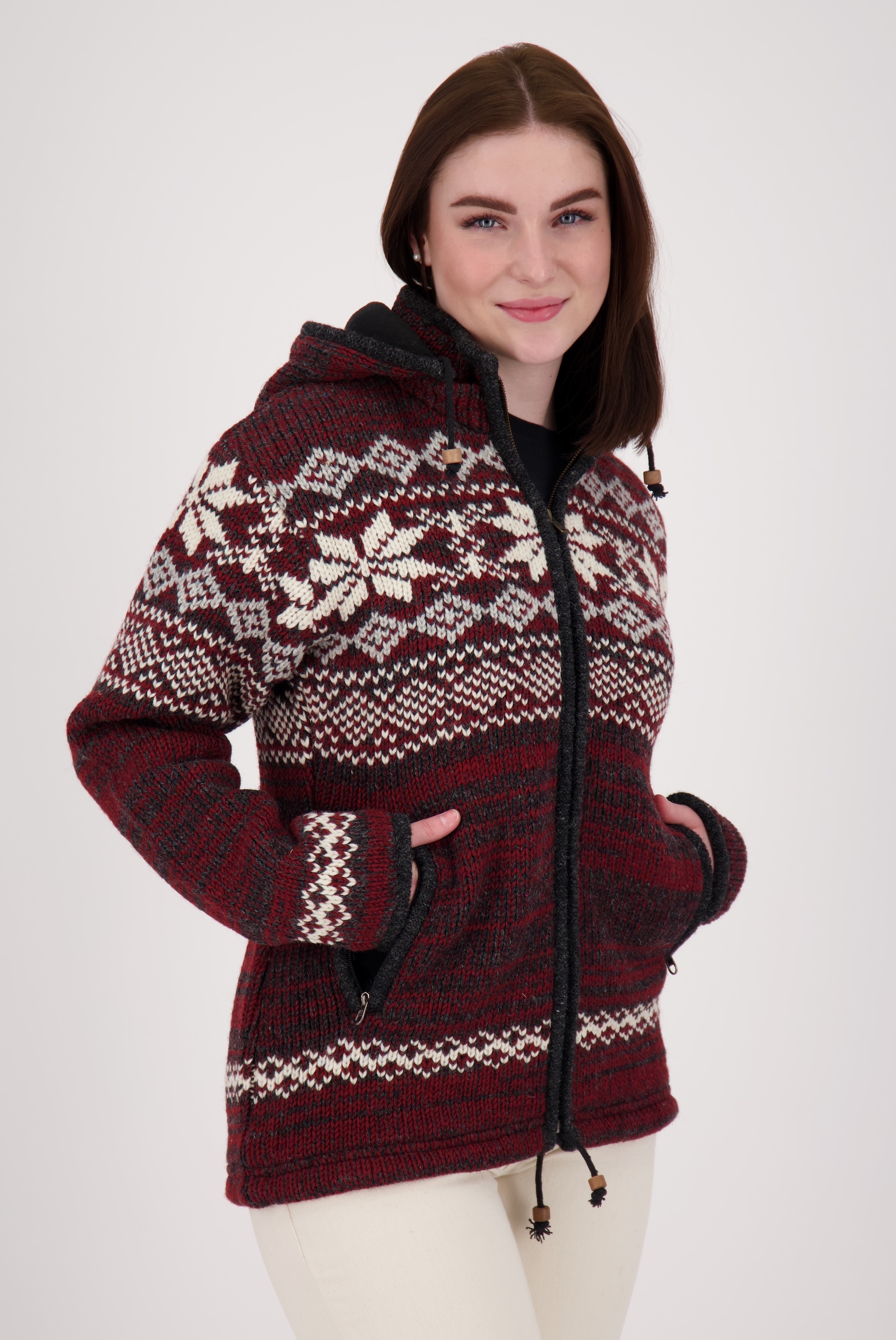 DEPROC Active Strickfleecejacke "ANNAPURNA", mit Kapuze und weichem Fleece günstig online kaufen