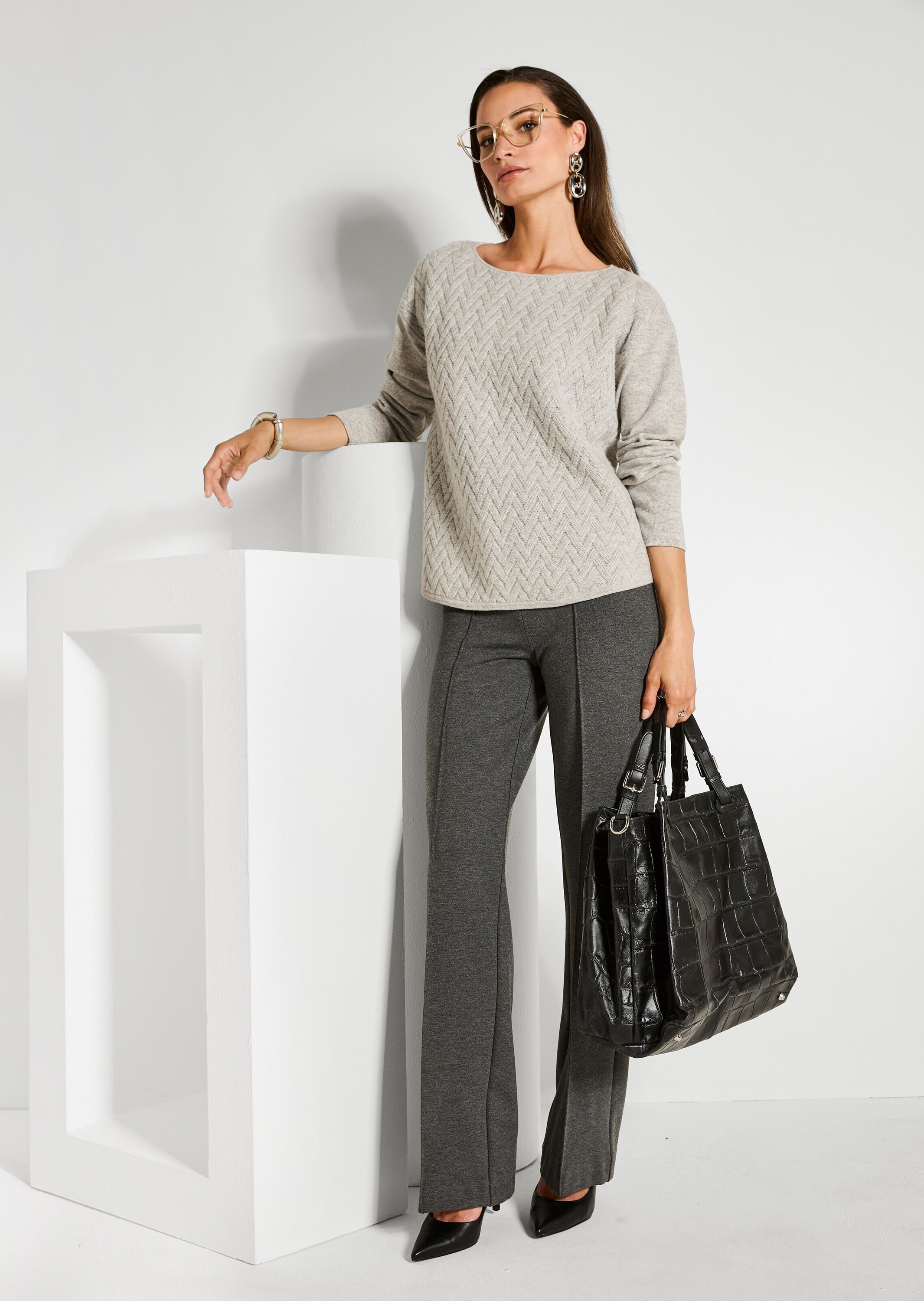 MADELEINE Jerseyhose »Jerseyhose Weite Jerseyhose mit Biesen«