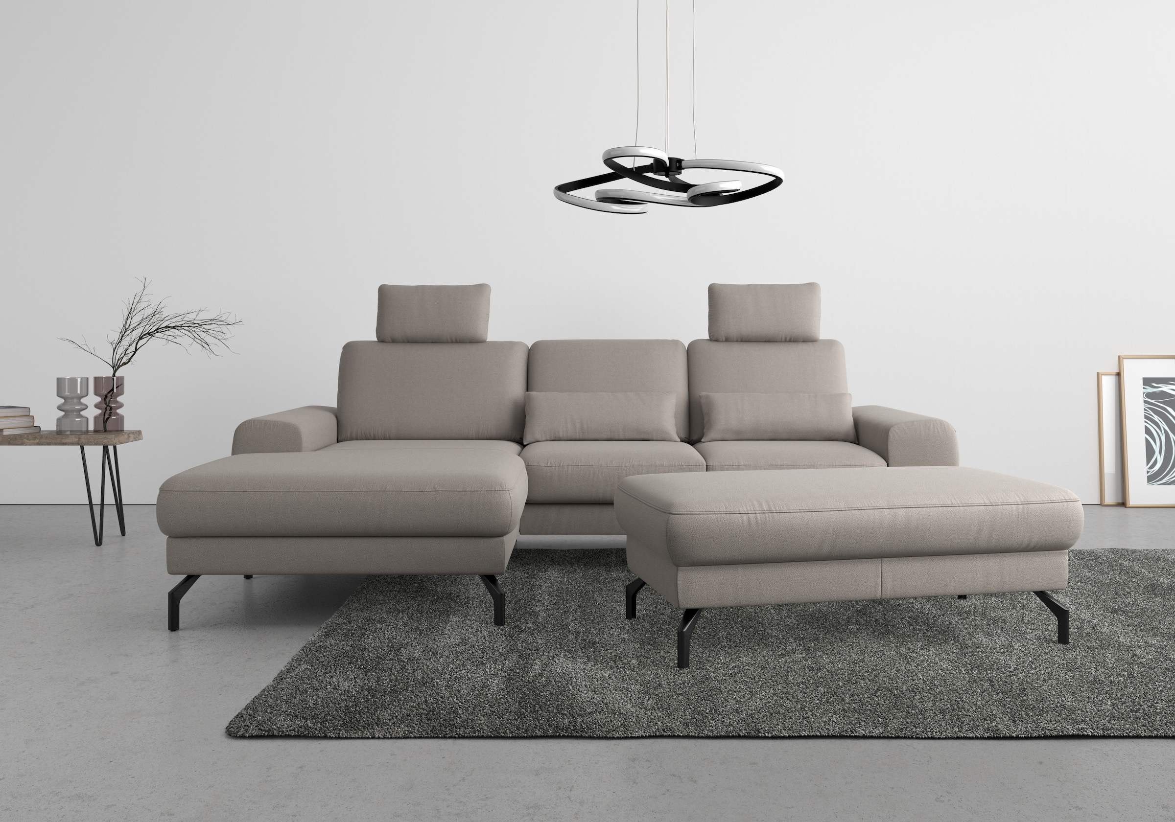 sit&more Ecksofa "Cinturo L-Form" inklusive Sitztiefenverstellung und Federkern, Sitzhöhe 48 cm