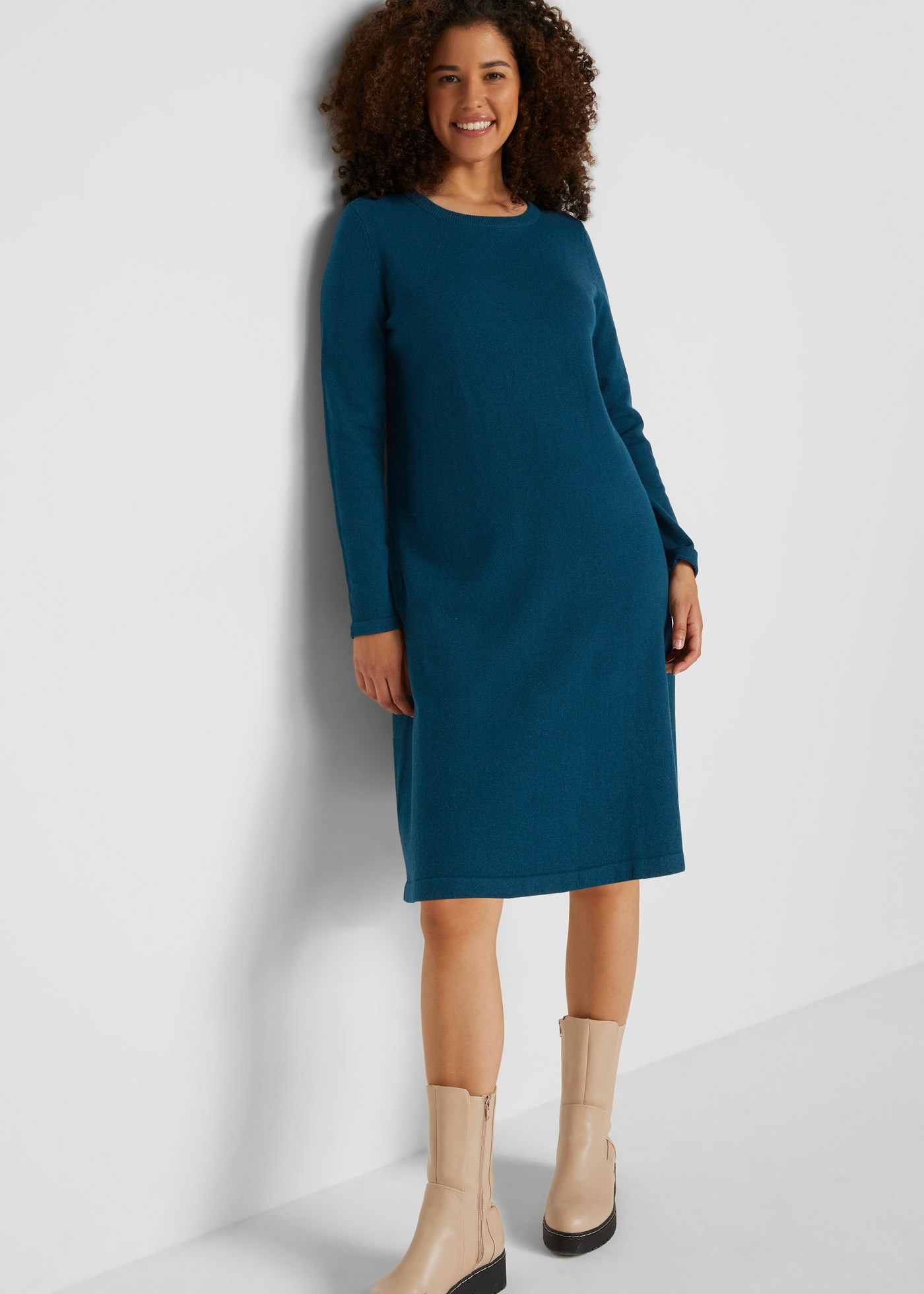 bonprix Strickkleid mit Rippbündchen günstig online kaufen