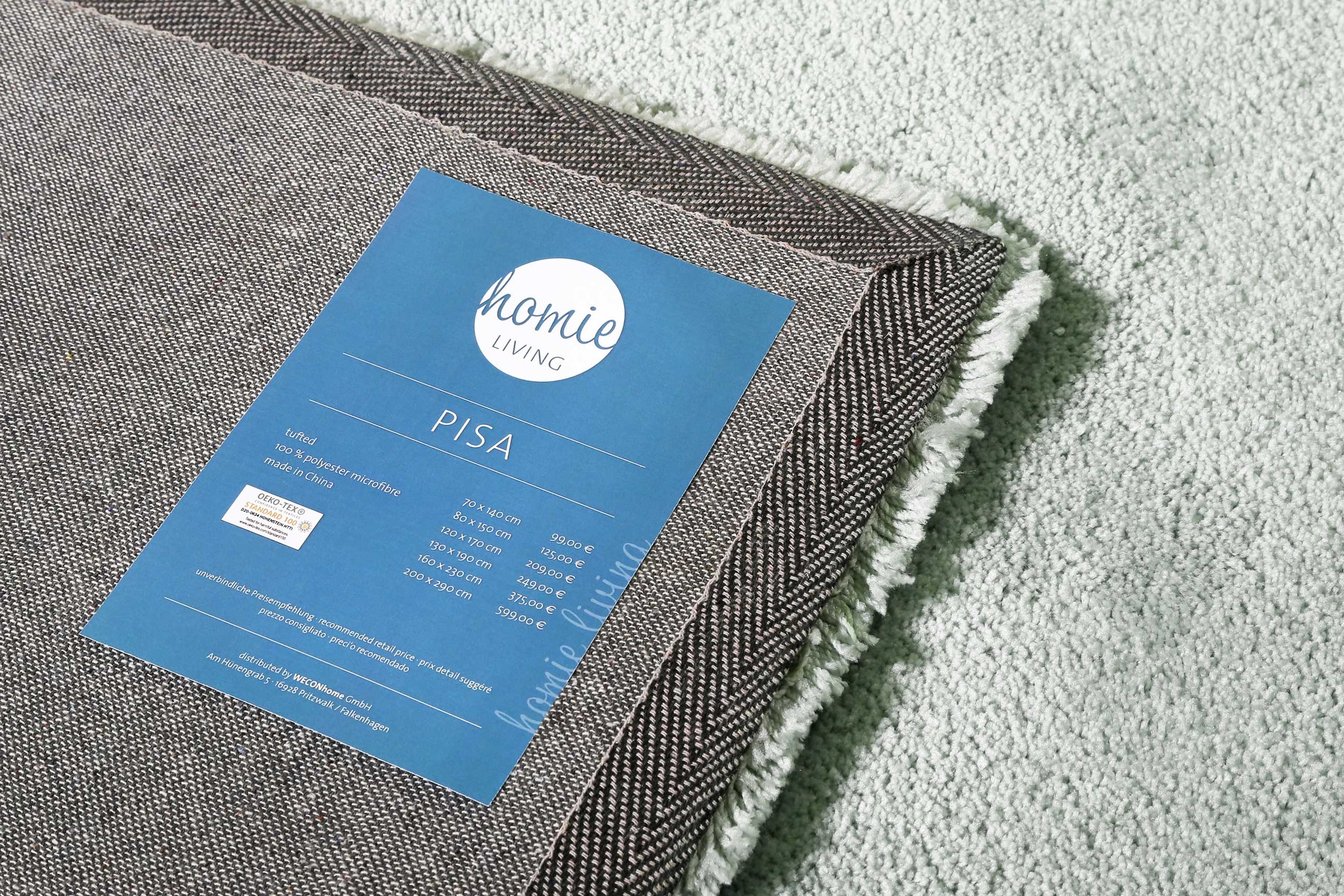 Homie Living Teppich »Pisa«, rund, 25 mm Höhe, Hochflor, Microfaser, uni, weich, Shaggy, Wohnzimmer, Schlafzimmer