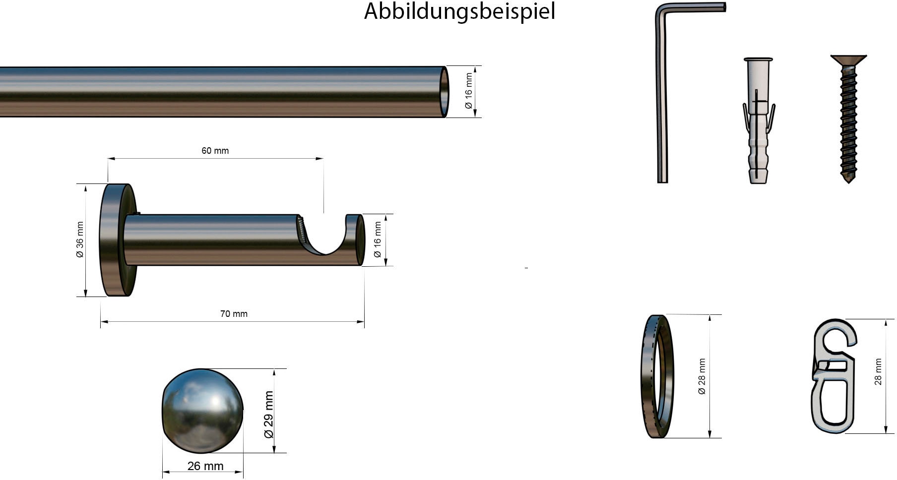indeko Gardinenstange »Formentor«, 1 läufig-läufig, Fixmaß, Komplett-Set inkl. Ringen und Montagematerial