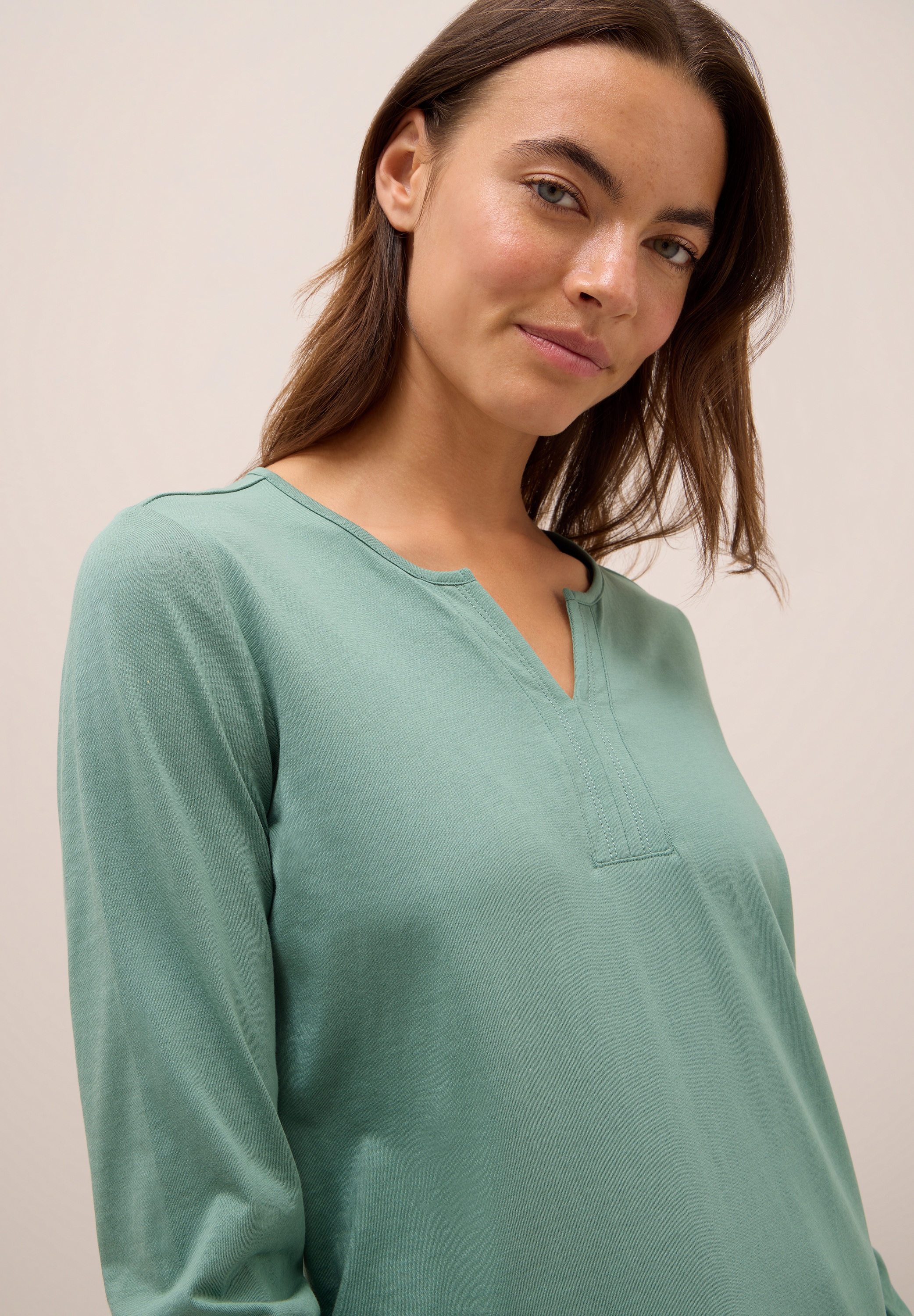 Cecil Tunikashirt, Split Neck, unifarben