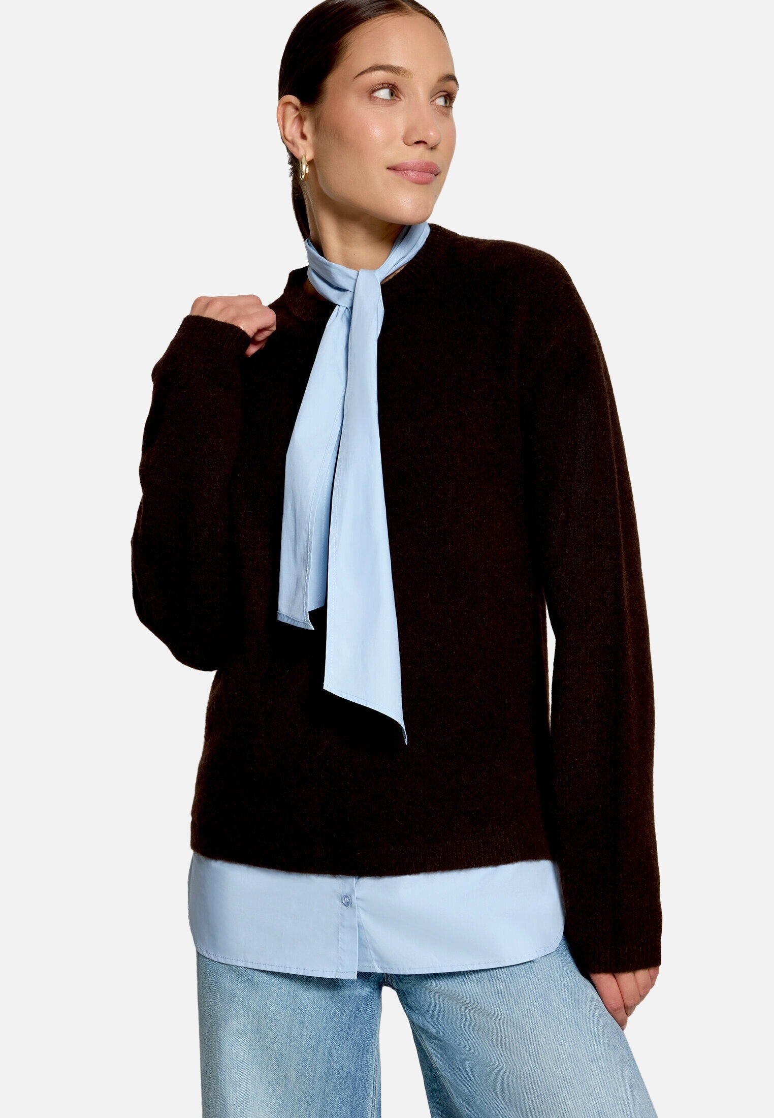Zero Strickpullover »Damen mit Bluseneinsatz« 1 Material