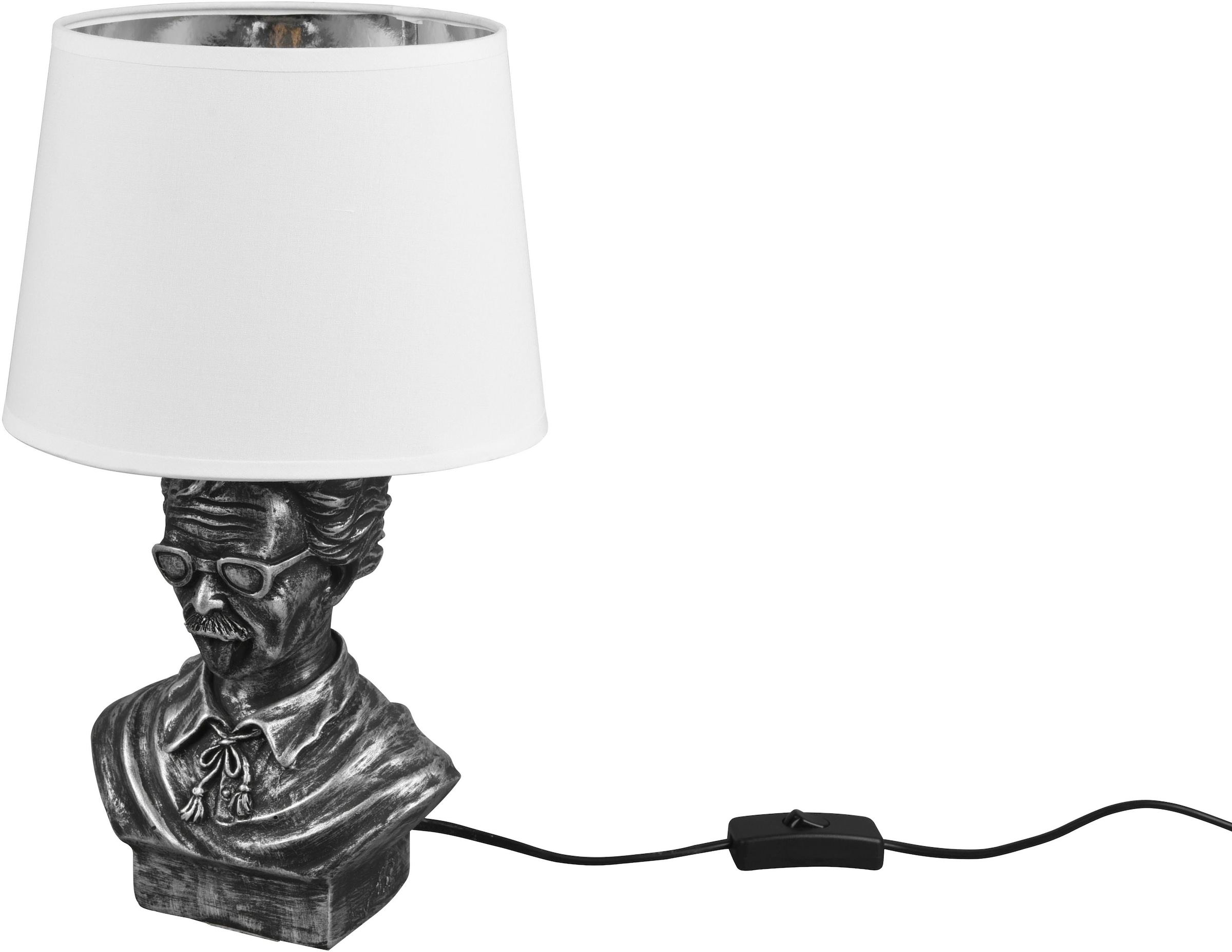 TRIO Leuchten Schreibtischlampe »Albert«, 1 flammig-flammig, Tischleuchte  Design Büste Kopf - Schirm silber&weiß Höhe 36cm Schalter | BAUR
