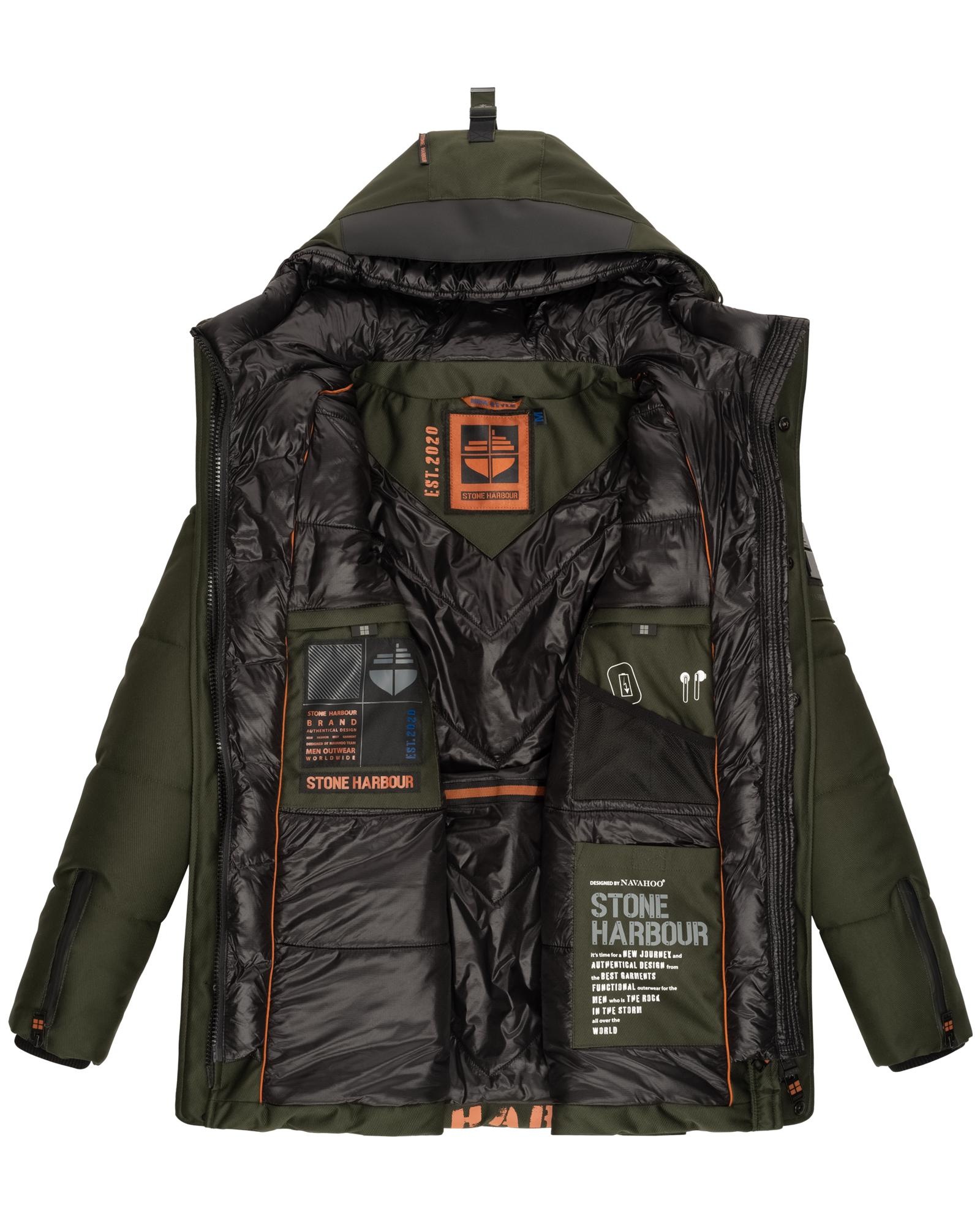 Stone Harbour Winterjacke »Mitjaa«, mit Kapuze, Warm gefütterter Herren Wintermantel mit doppelter Kapuze