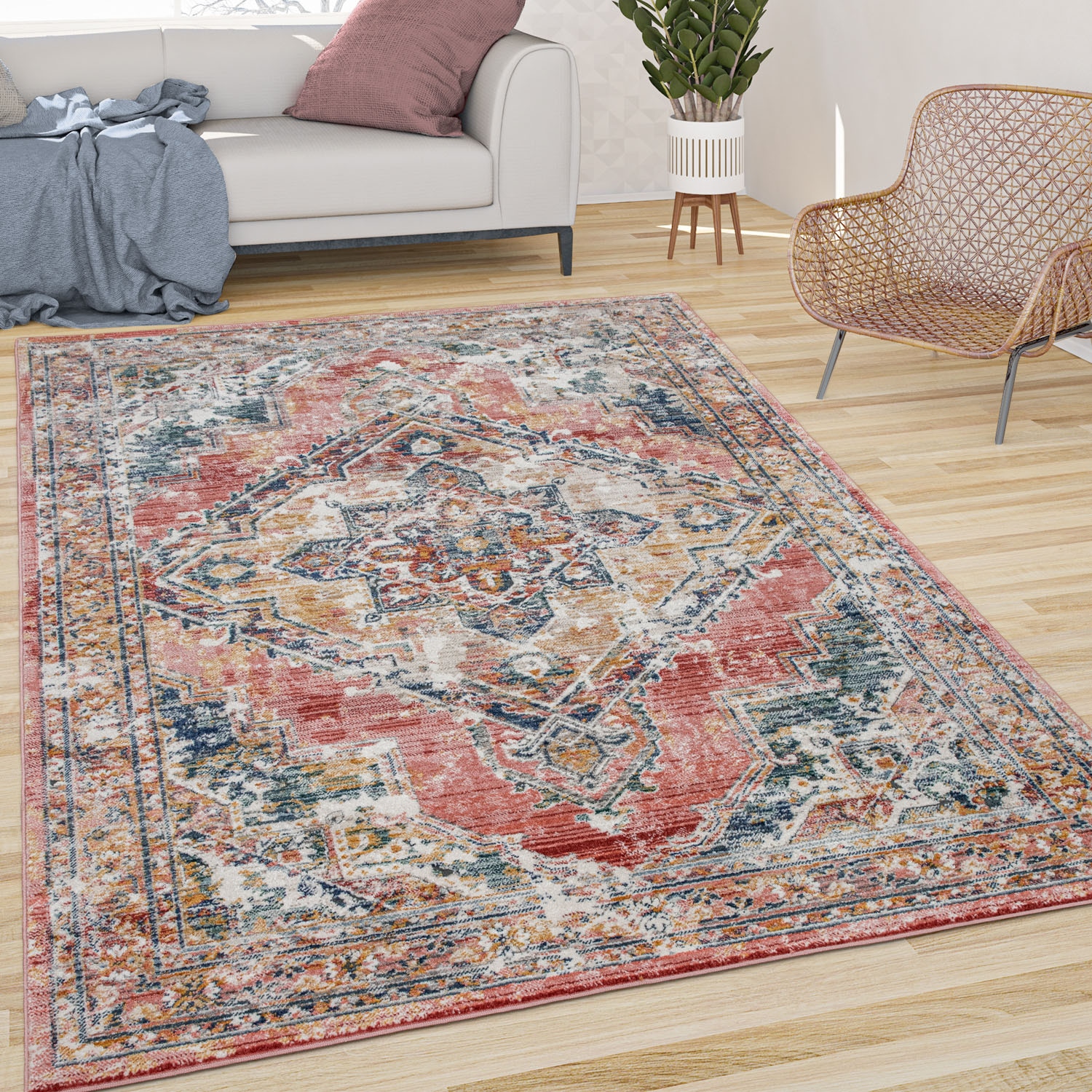 Paco Home Teppich »Herbete 735«, rechteckig, 8 mm Höhe, Kurzflor, Orient-Optik, Vintage Design, Wohnzimmer