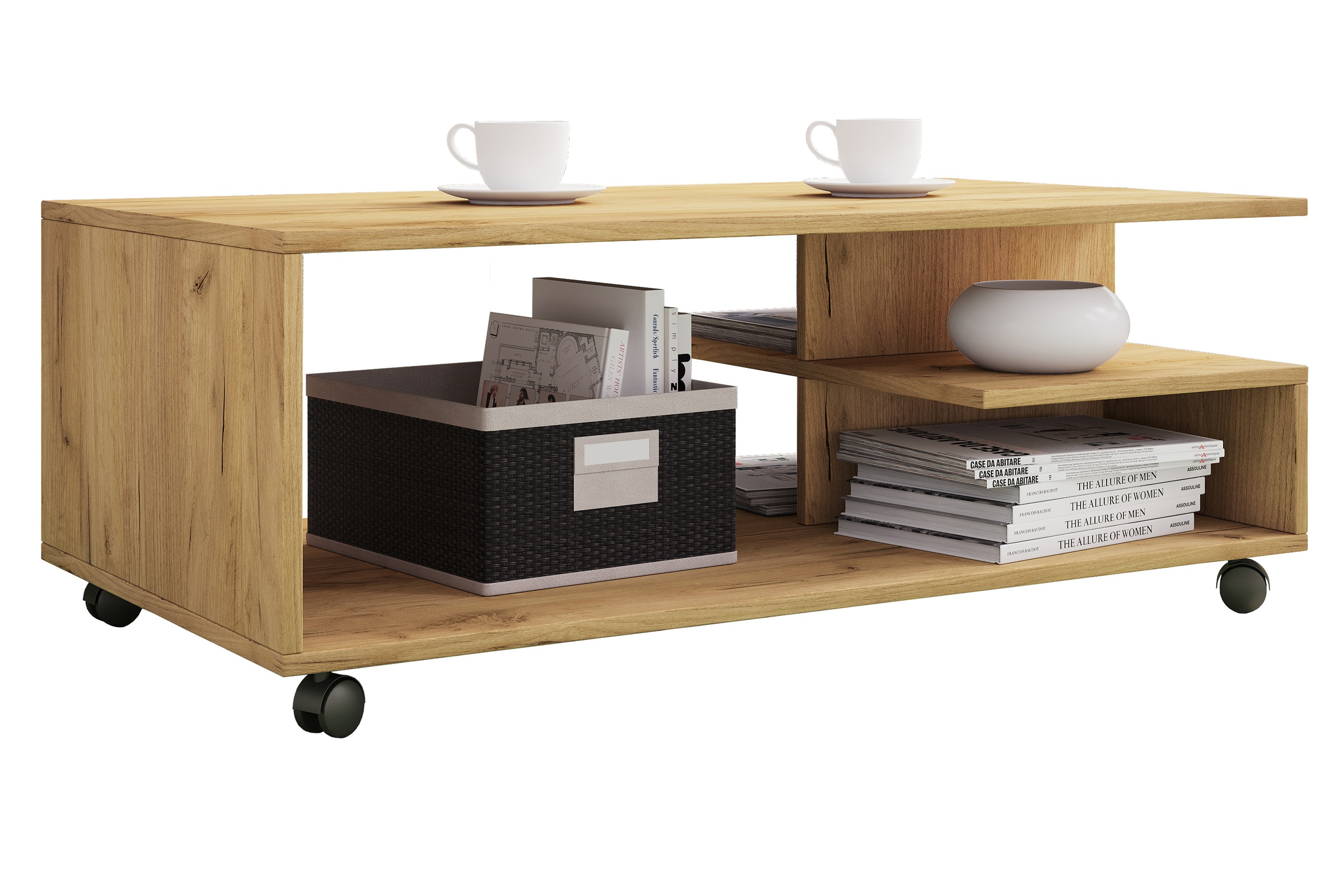 VCM Couchtisch "Holz Sofatisch Couchtisch Rollen rollbar Stango XL" 1 Stk. günstig online kaufen