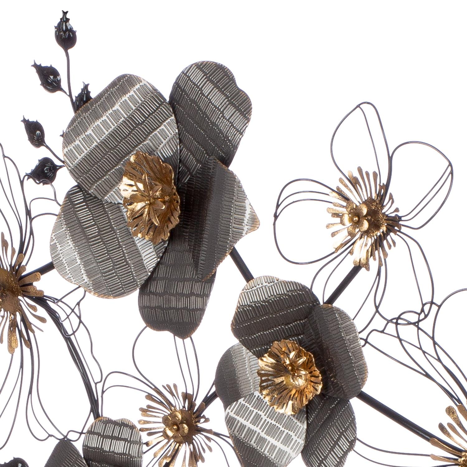 Casablanca by Gilde Wanddekoobjekt »Wandrelief, "Blossom", Metall, schwarz, anthrazitfarben, goldfarben« Wandrelief Blossom Blüten Blumen Wanddeko Wohnzimmer