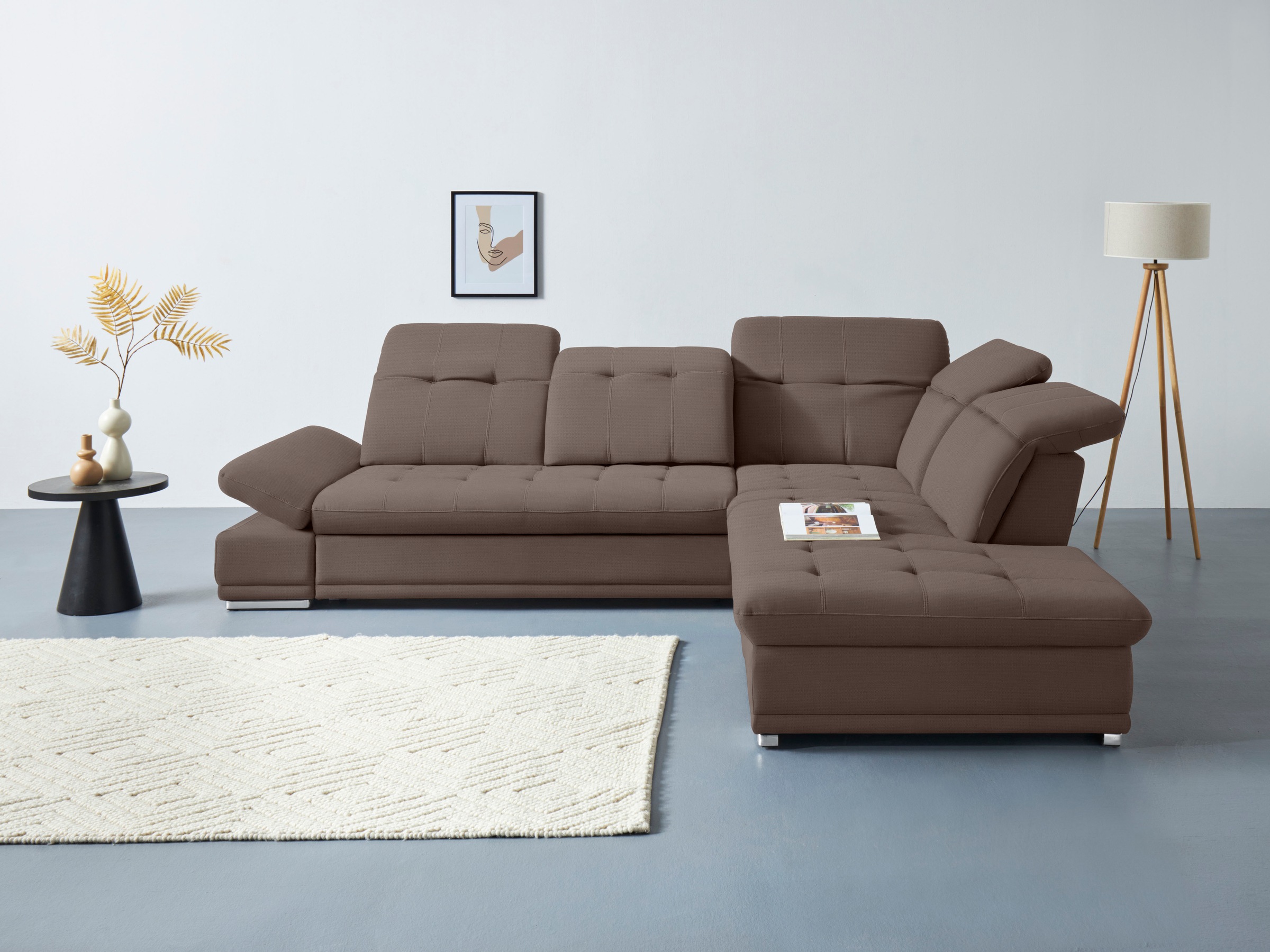 COTTA Ecksofa "Holiday L-Form mit Sitztiefen-, Armteil- und Kopfteilverstellung" wahlweise mit Schlaffunktion & Bettkasten