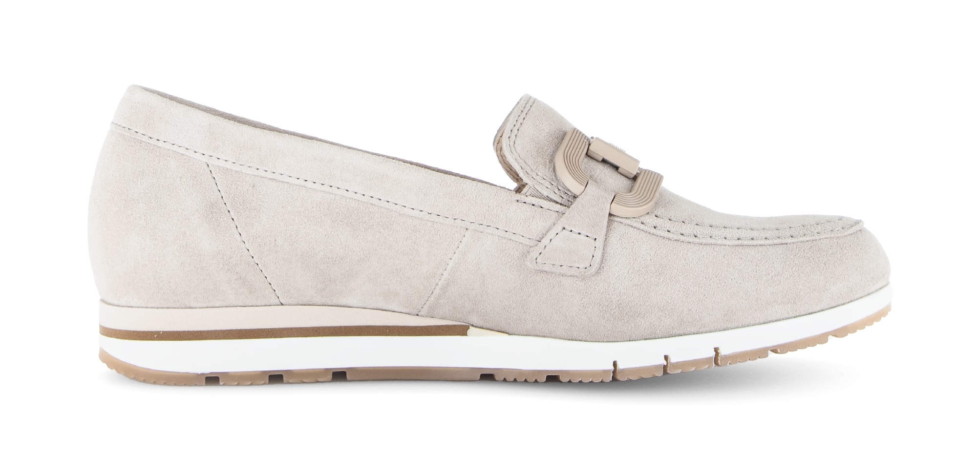 Slipper GABOR "FLORENZ", Damen, Gr. 38, beige, Veloursleder, Schuhe Slipper, Keilabsatz, Schlupfschuh, Businessschuh mit Zierkette 3