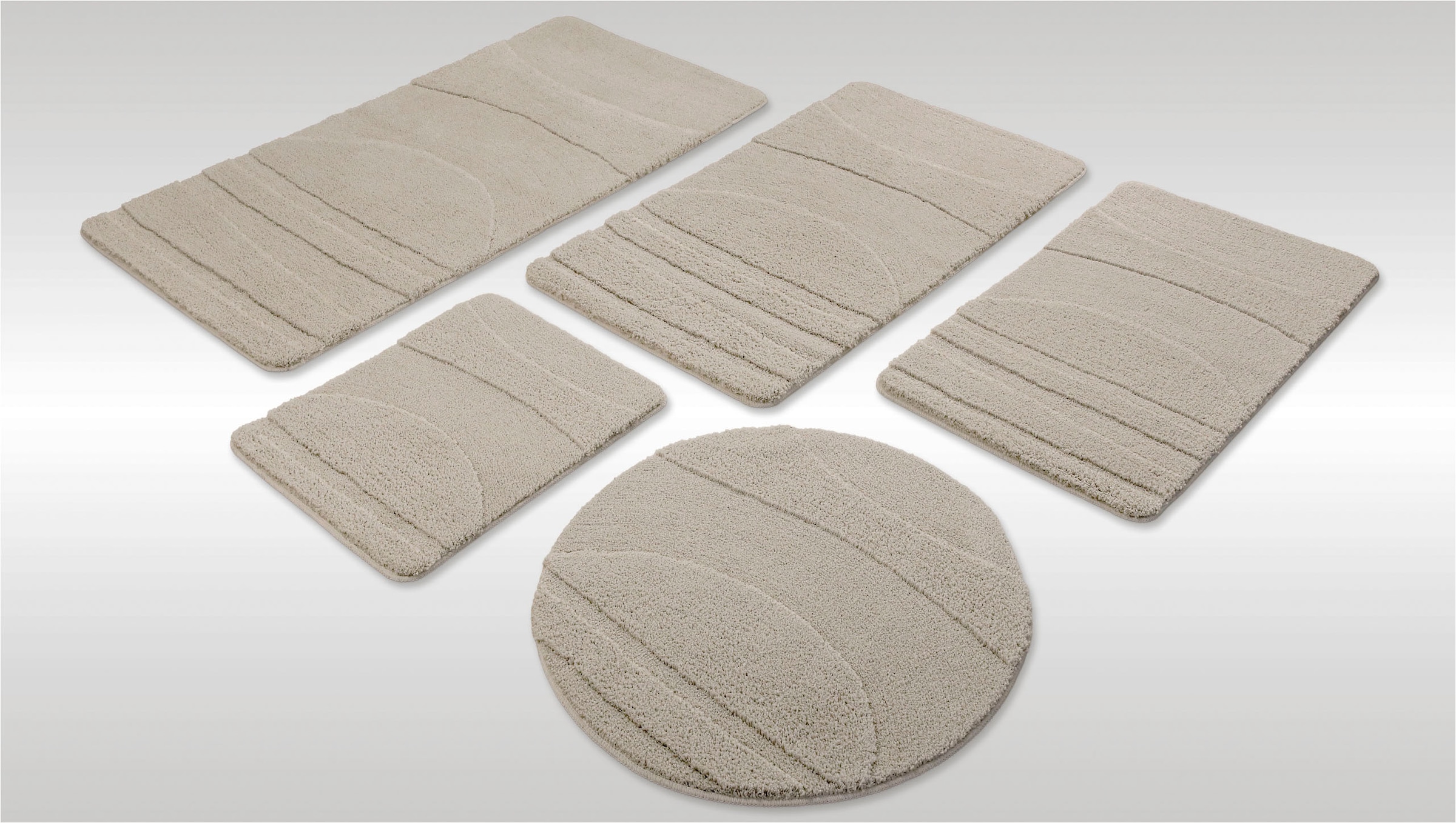 Wecon home "Marc" Höhe 25 mm rutschhemmend beschichtet schnell trocknend Badteppich, Hoch-Tief-Linien, weich, rutschhemmend, waschbar, getuftet