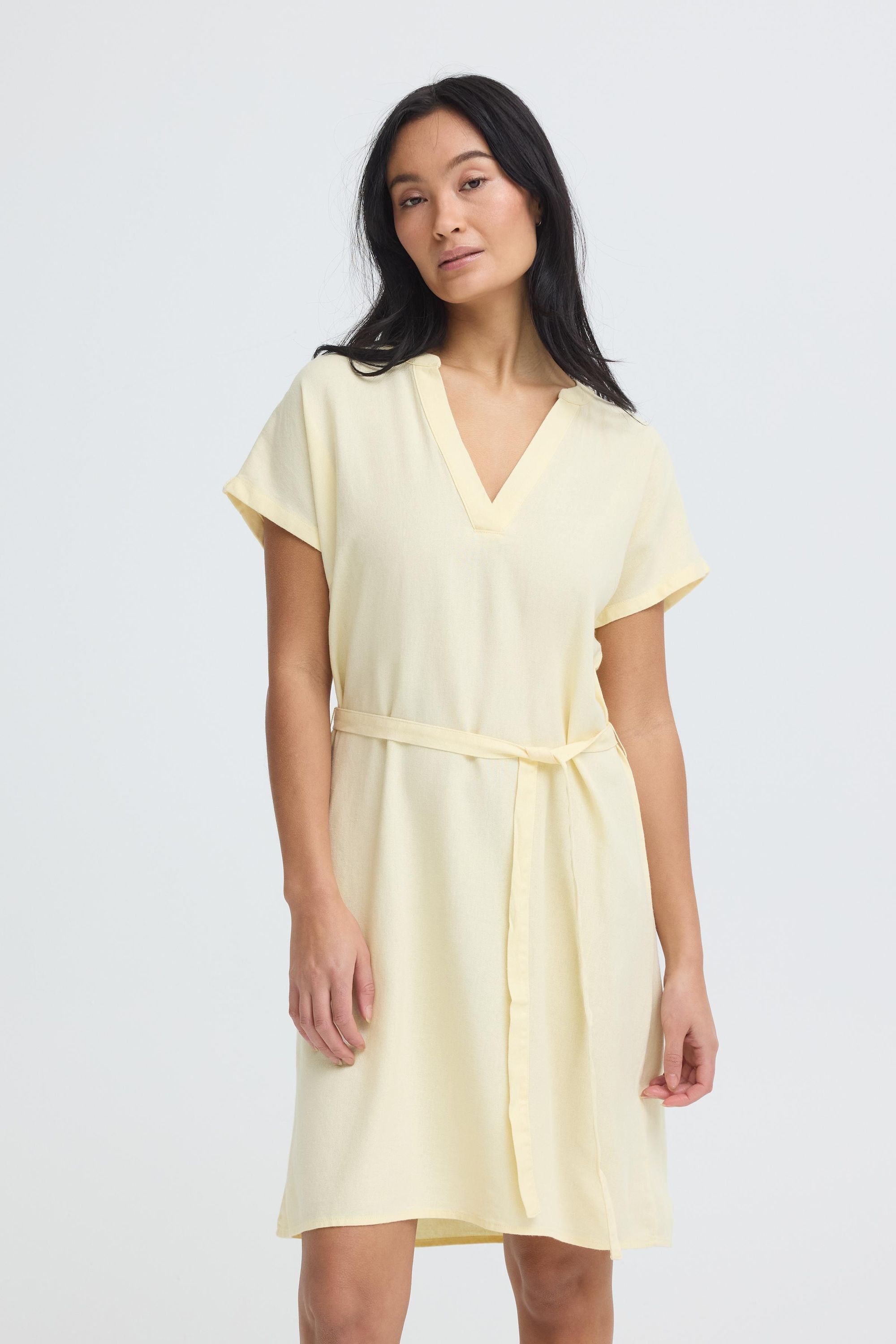 OXMO Minikleid »Minikleid OXNInna Linen Mix Vneck«