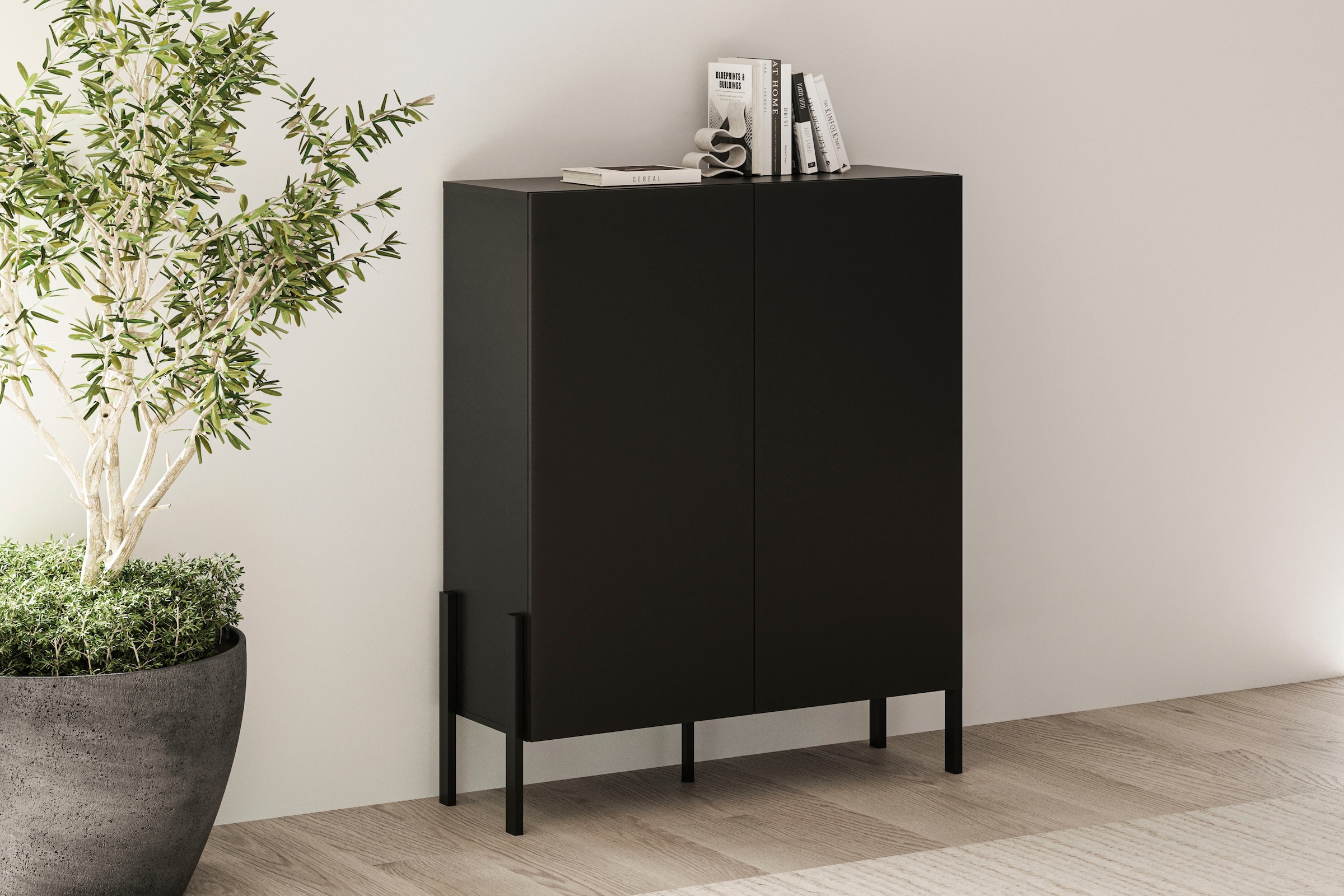 OTTO home Kommode "Jukon, Breite 110 cm, moderne grifflose Hochschrank, 2Türen" Highboard mit viel Stauraum, push-to-open-Funktion