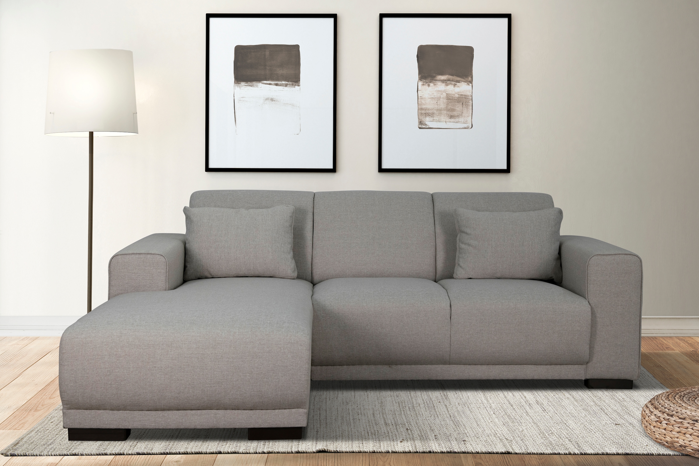 Home affaire Ecksofa »BORNHOLM L-Form mit Recamiere, Maße B/T/H: 234/162/85 cm«, Recamiere links oder rechts bestellbar, Wellenfederung, inkl. 2 Kissen
