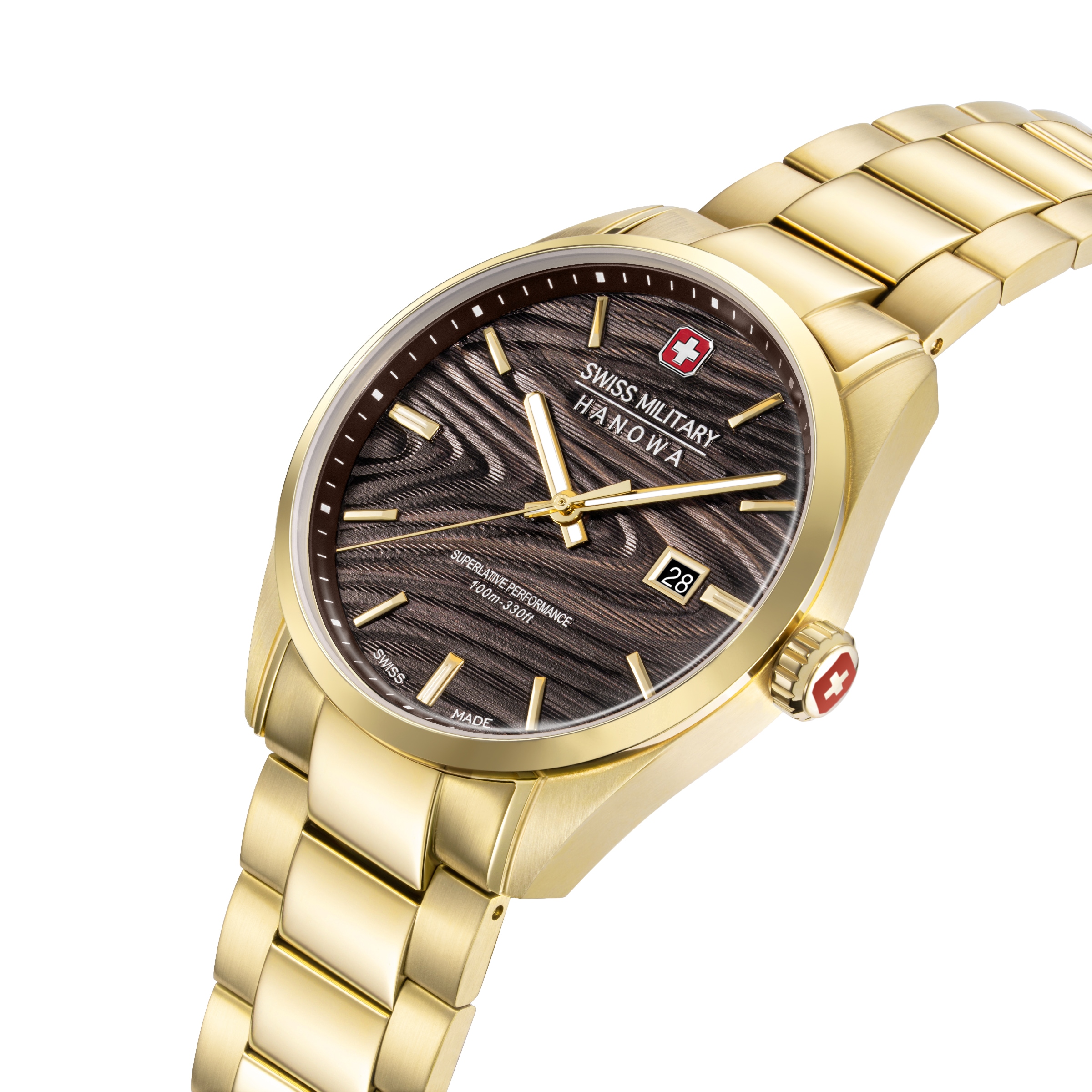 Swiss Military Hanowa Quarzuhr »Golden Beech« Armbanduhr, Herrenuhr, Swiss Made, Edelstahlarmband, analog, Tag