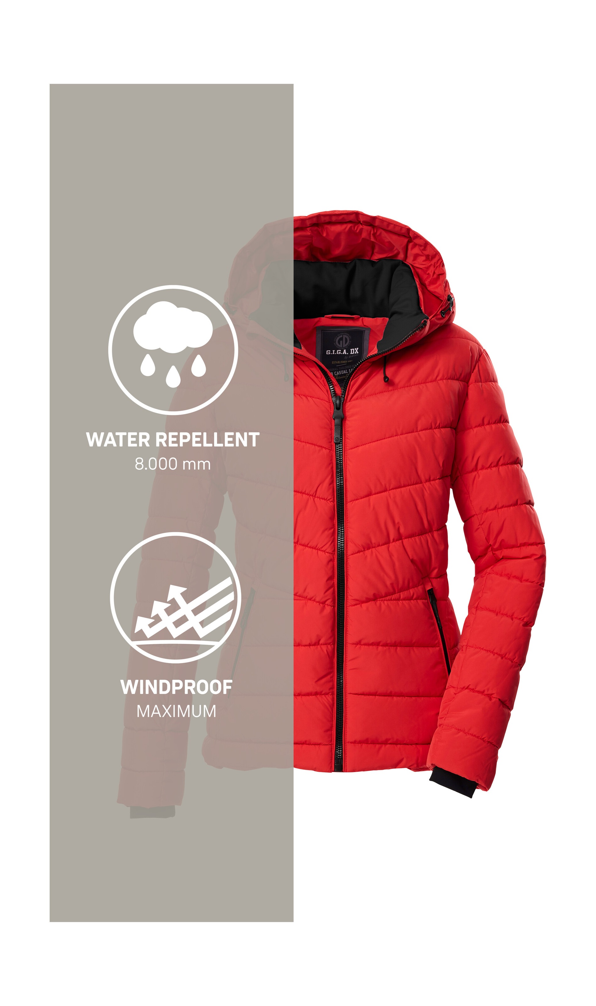 G.I.G.A. DX by killtec Steppjacke »GW 32 WMN QLTD JCKT«, Elegante Damenjacke, wasserabweisend, atmungsaktiv, abnehmbare Kapuze