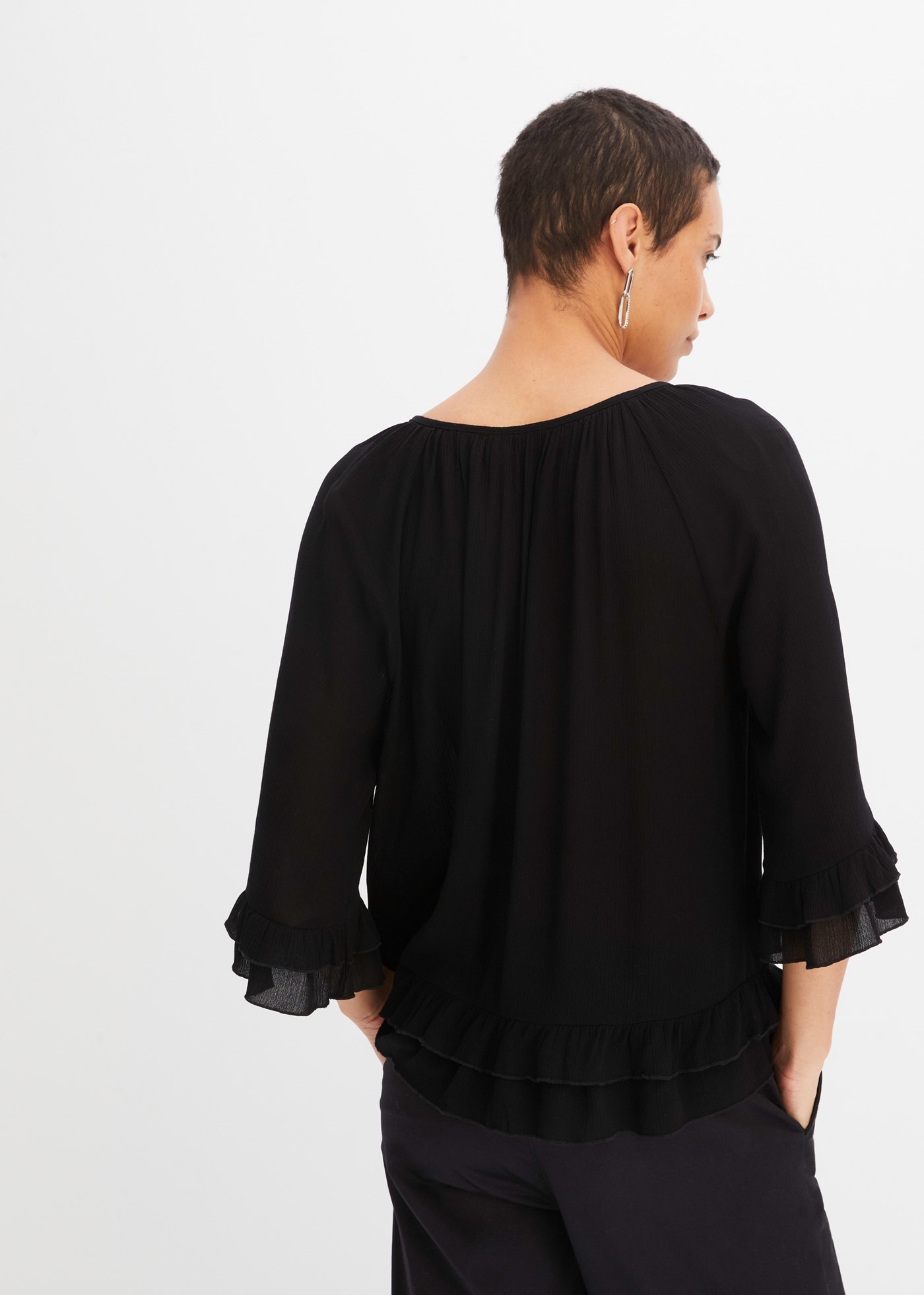 bonprix Tunika 1 A-Linien-Passform, mit 3/4-Ärmeln, gleichfarbige Stickerei günstig online kaufen