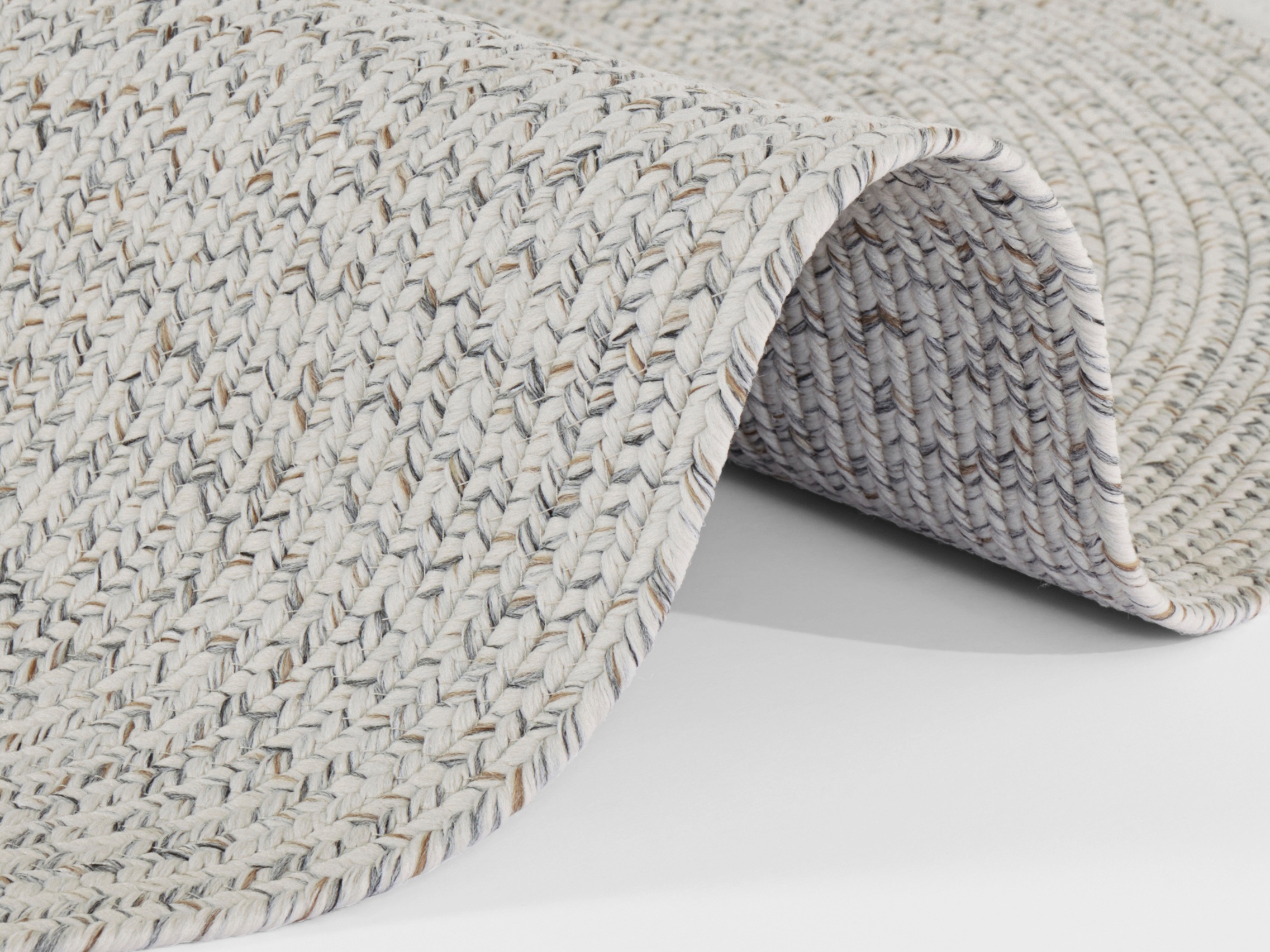Teppich HANSE HOME "Trenzado", grau (hellgrau, weiß), H:10mm Ø:150cm, Polypropylen, Teppiche, Teppich, In- & Outdoor, Handmade-Look, Gewebt, Wetterfest, Balkon, Wohnzimmer 3