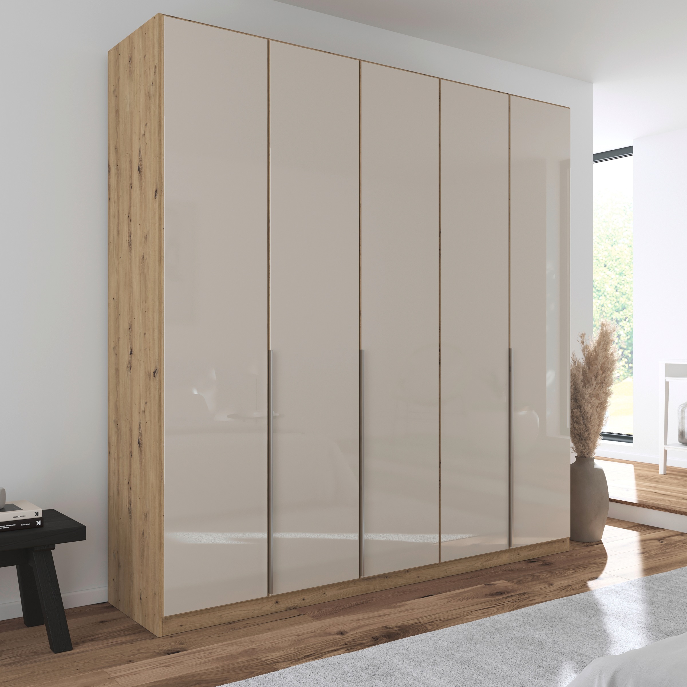 rauch Drehtürenschrank »Kleiderschrank Kleiderschränke Schrank Garderobe AGORDO mit Glasfront«, (in zwei Griff-Farben), durchdachte Innenausstattung, in 6 Breiten und 2 Höhen MADE IN GERMANY