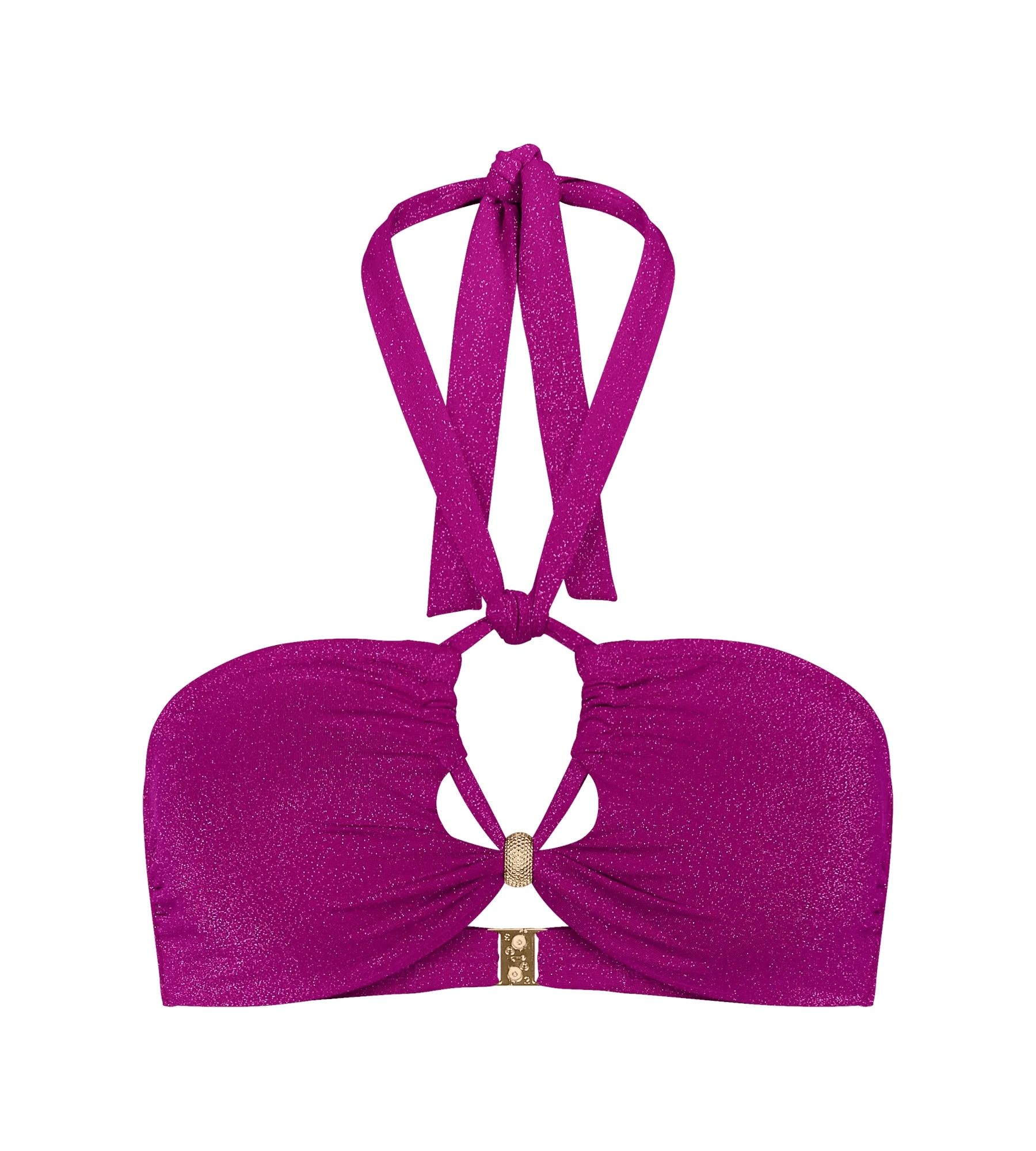 Bandeau-Bikini-Top TRIUMPH "Summer Sunset Bandeau", Damen, Gr. 38, Cup B, pink (raspberry juice), Glitzergarne;Microfaser, Obermaterial: 70% Polyamid,