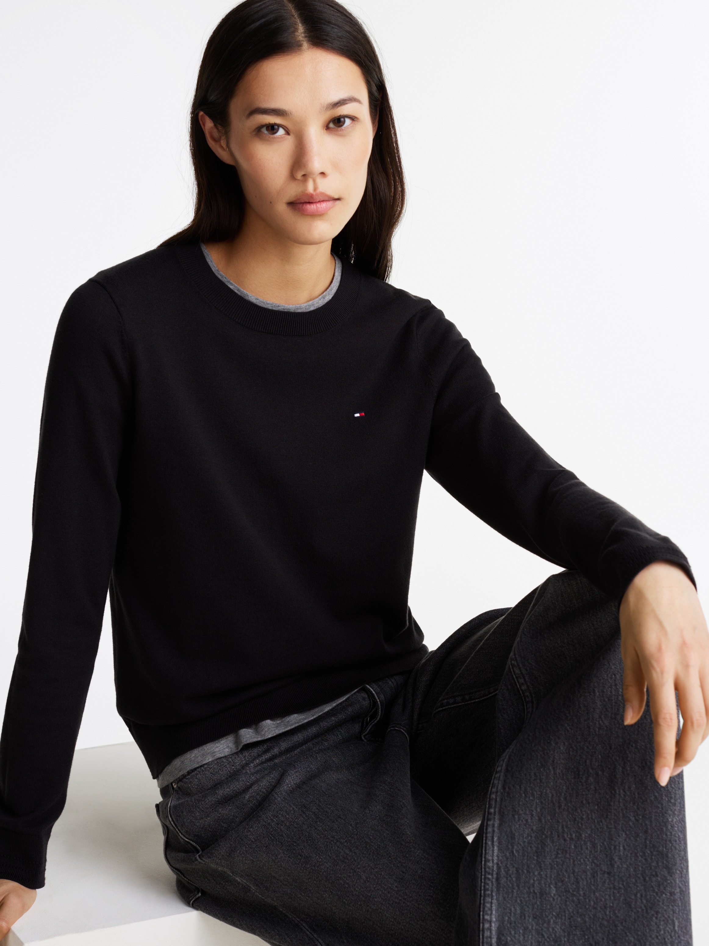 Tommy Hilfiger Rundhalspullover "CO JERSEY STITCH LS C-NK SWT", mit Logosti günstig online kaufen