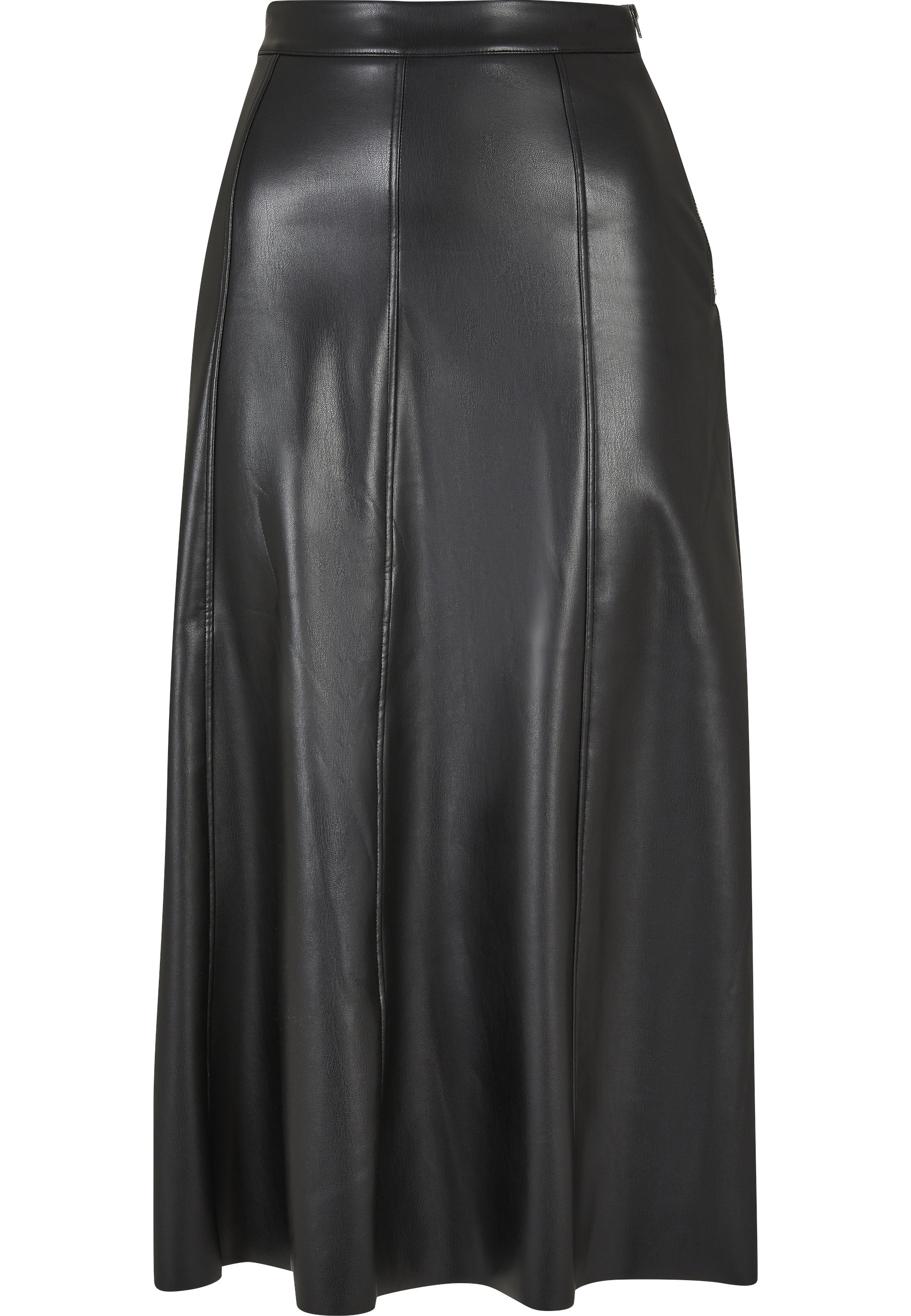 URBAN CLASSICS Maxirock "Urban Classics Damen Ladies Synthetic Leather Midi Skirt" 1 Stk.